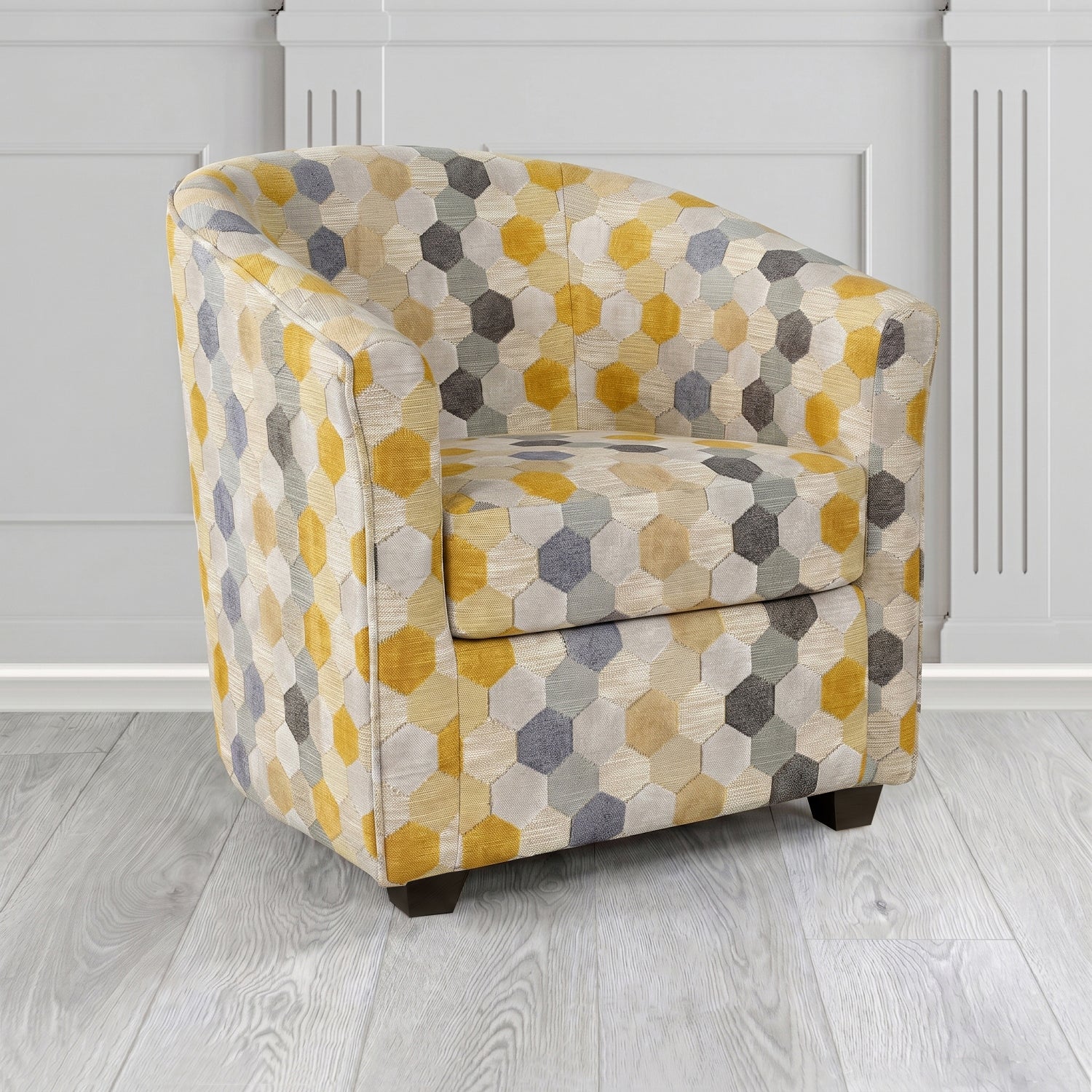 Cannes Tub Chair in Cristina Marrone Extravaganza Honeycomb Velvet Pattern Fabric