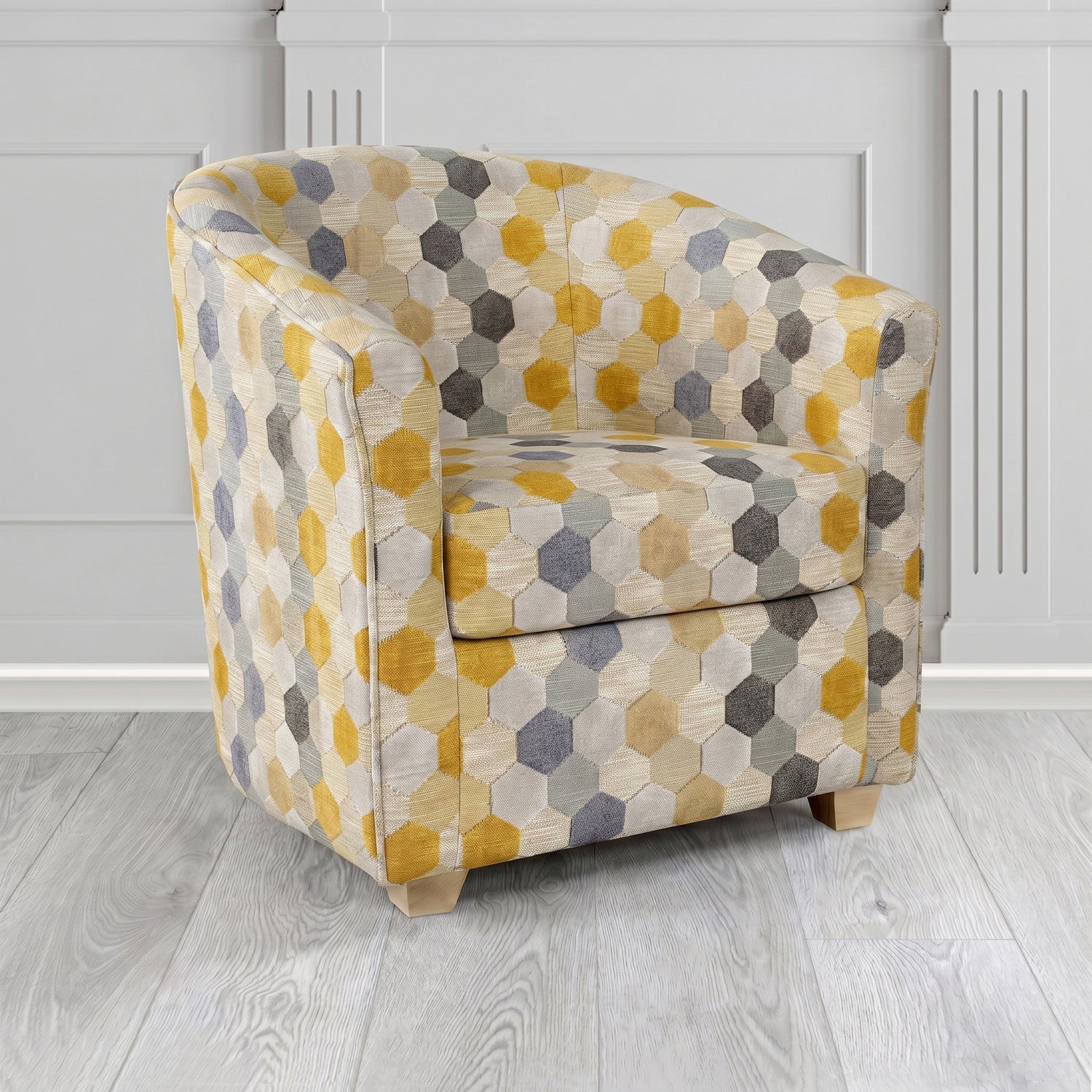 Cannes Tub Chair in Cristina Marrone Extravaganza Honeycomb Velvet Pattern Fabric