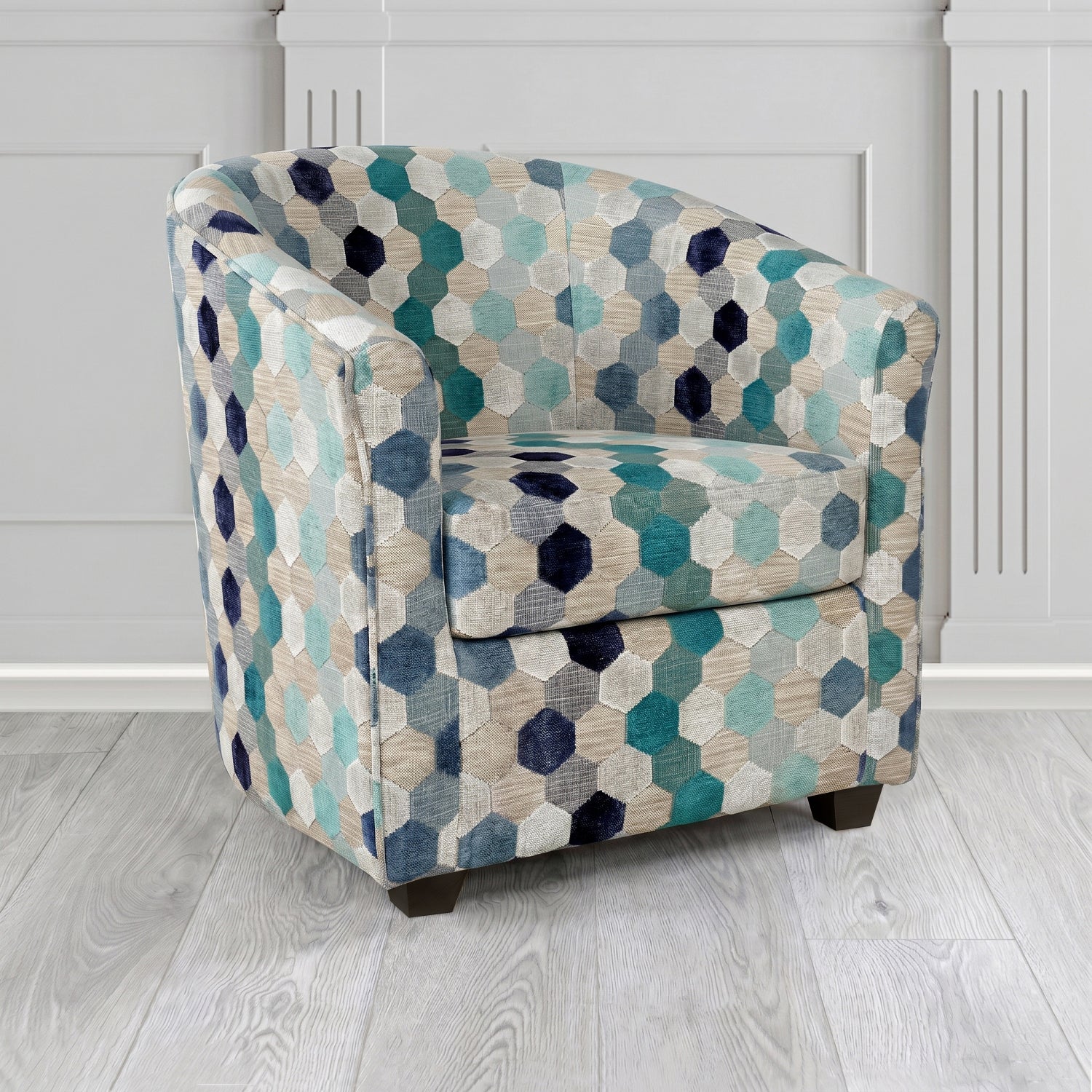 Cannes Tub Chair in Cristina Marrone Extravaganza Honeycomb Velvet Pattern Fabric