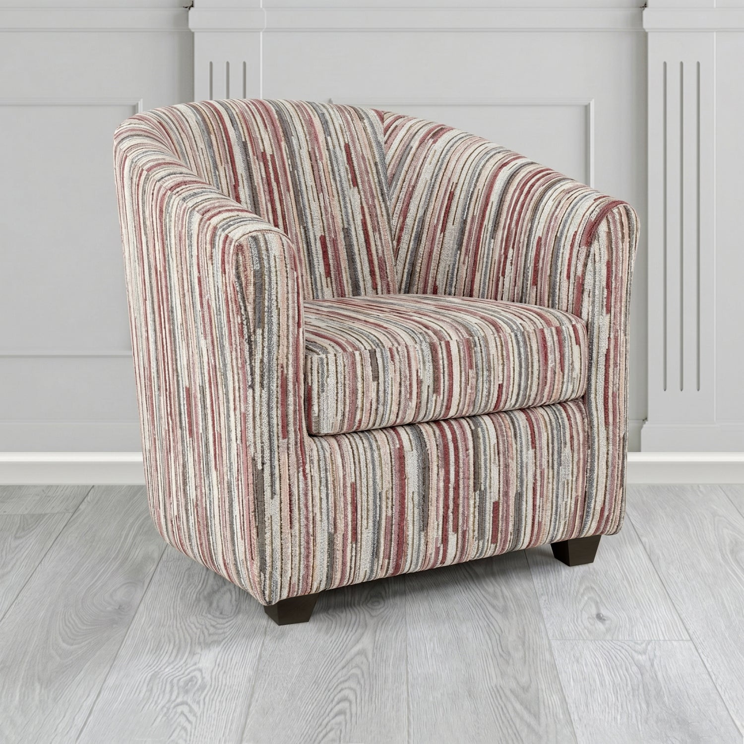 Cannes Tub Chair in Cristina Marrone Extravaganza Stripe Fabric
