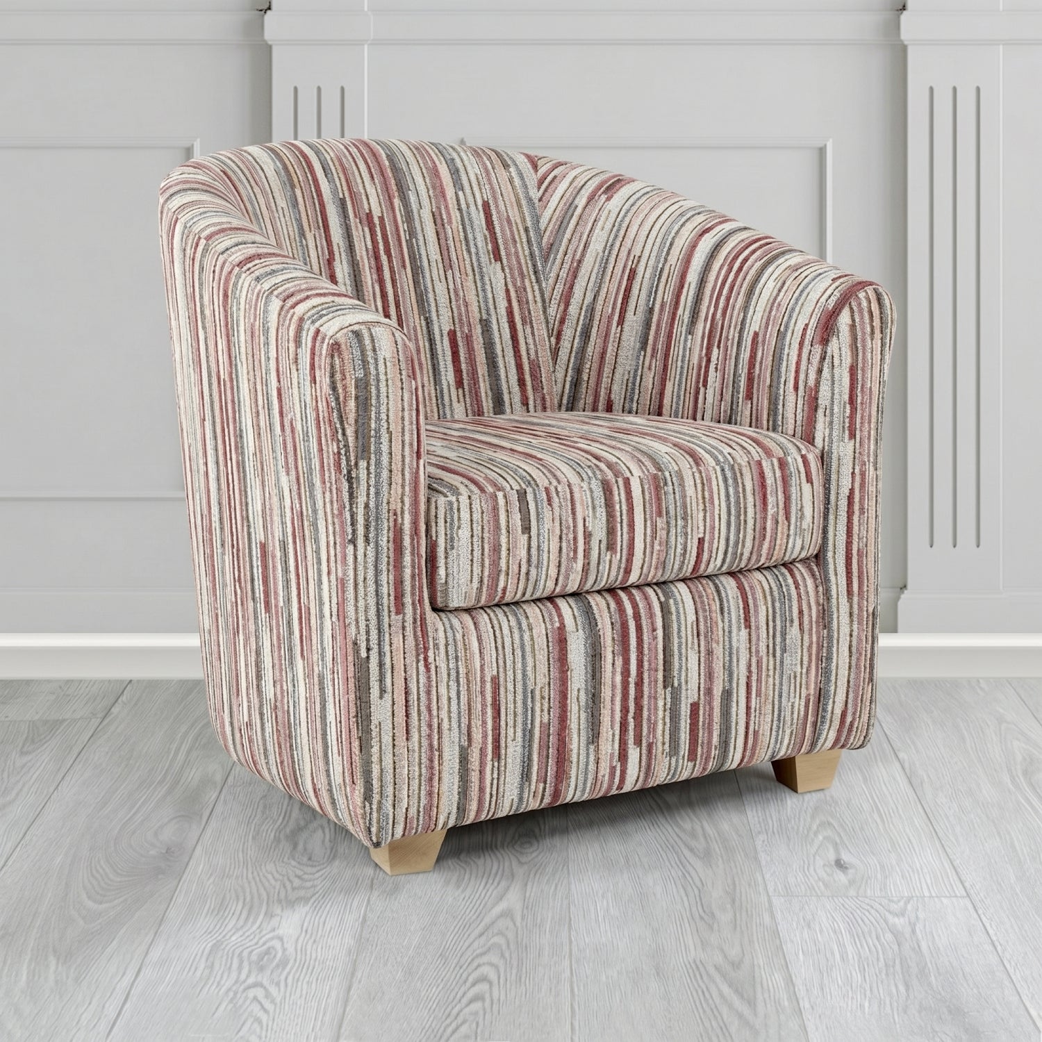 Cannes Tub Chair in Cristina Marrone Extravaganza Stripe Fabric