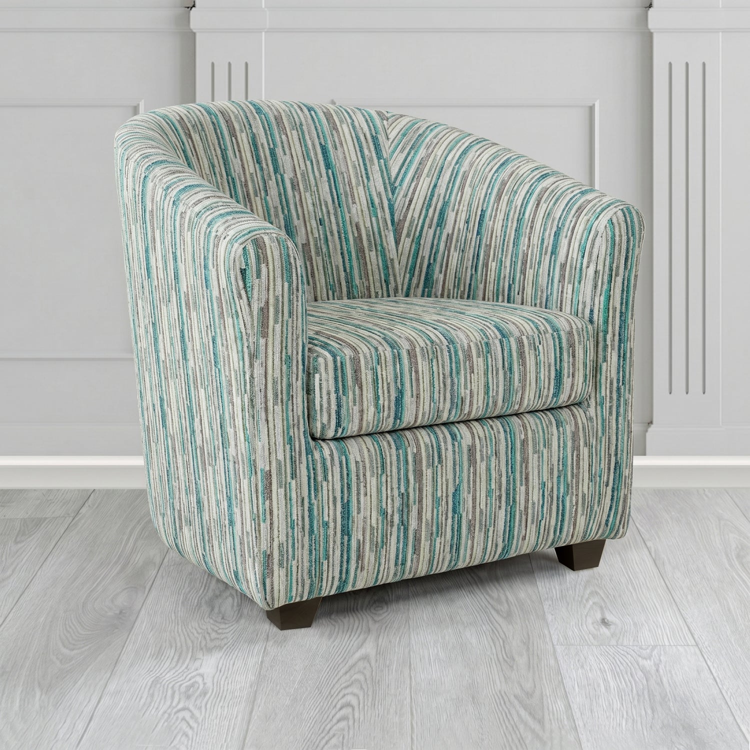 Cannes Tub Chair in Cristina Marrone Extravaganza Stripe Fabric