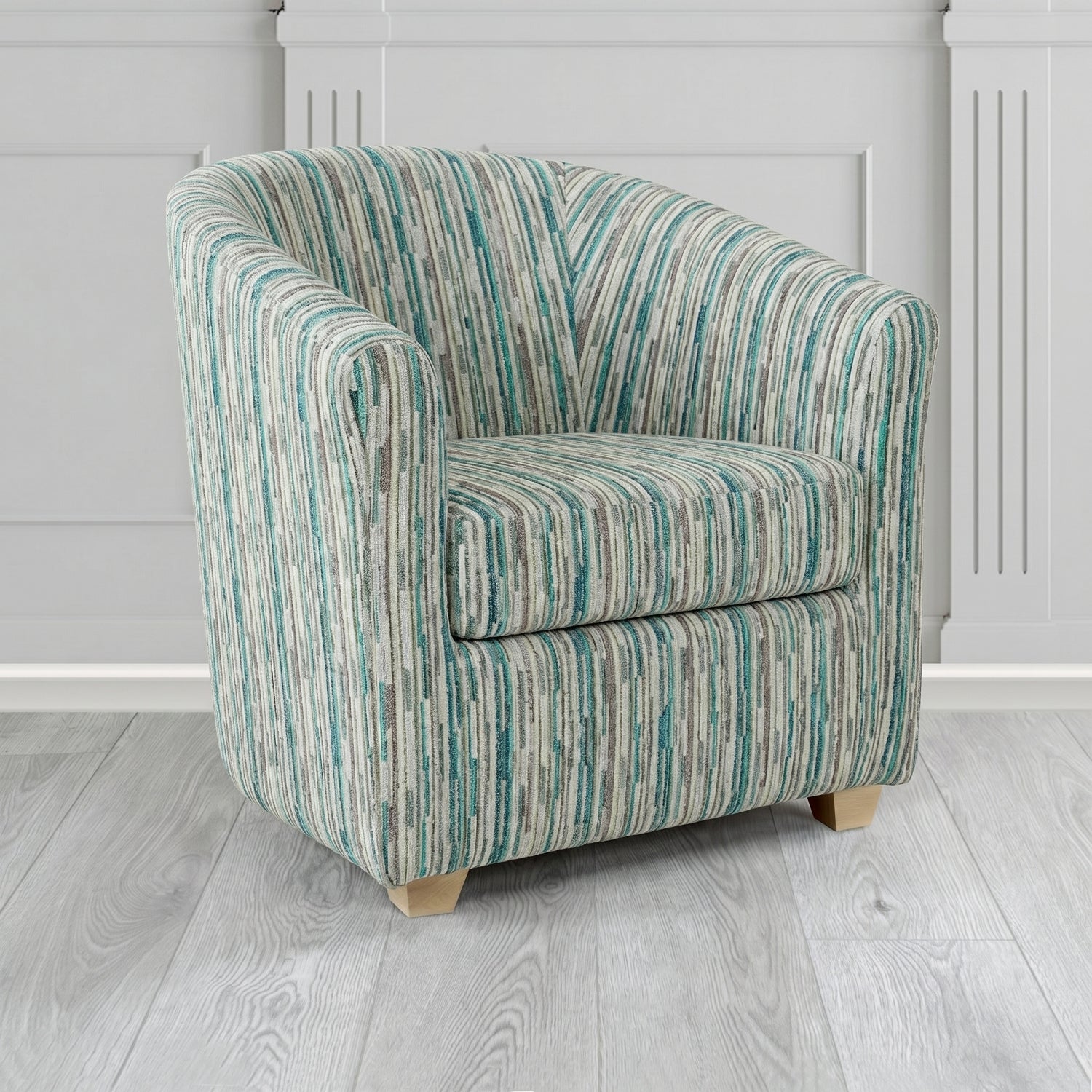 Cannes Tub Chair in Cristina Marrone Extravaganza Stripe Fabric