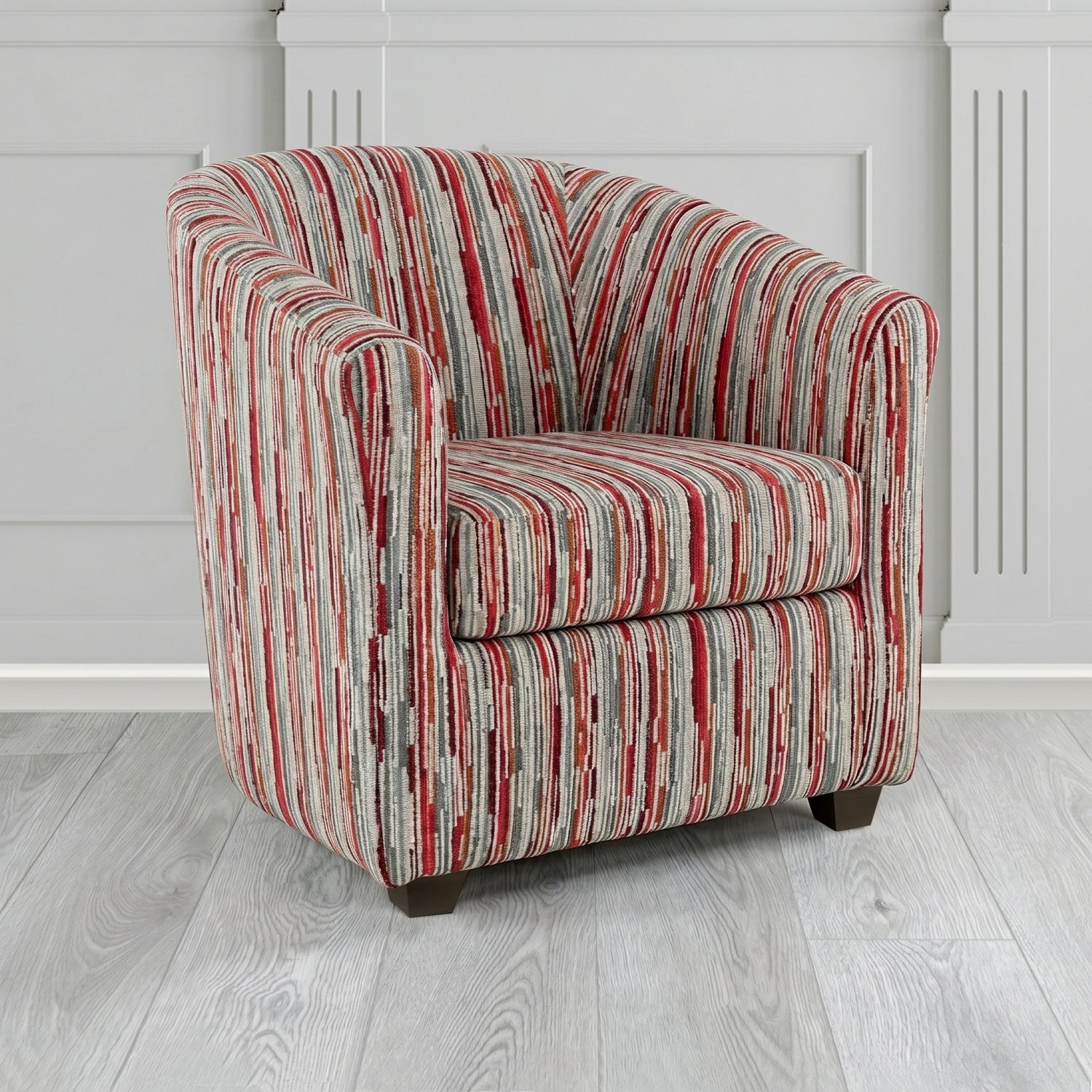 Cannes Tub Chair in Cristina Marrone Extravaganza Stripe Fabric