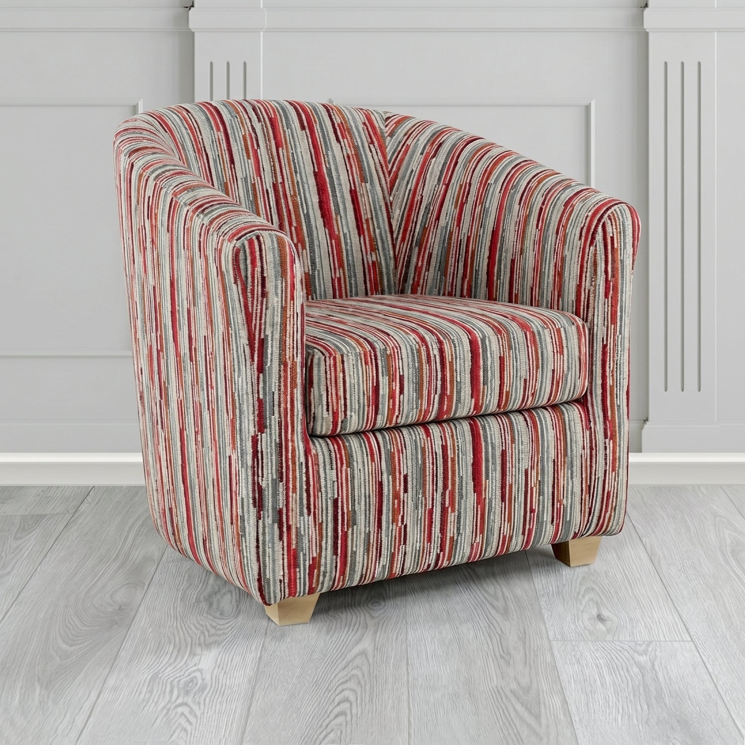 Cannes Tub Chair in Cristina Marrone Extravaganza Stripe Fabric