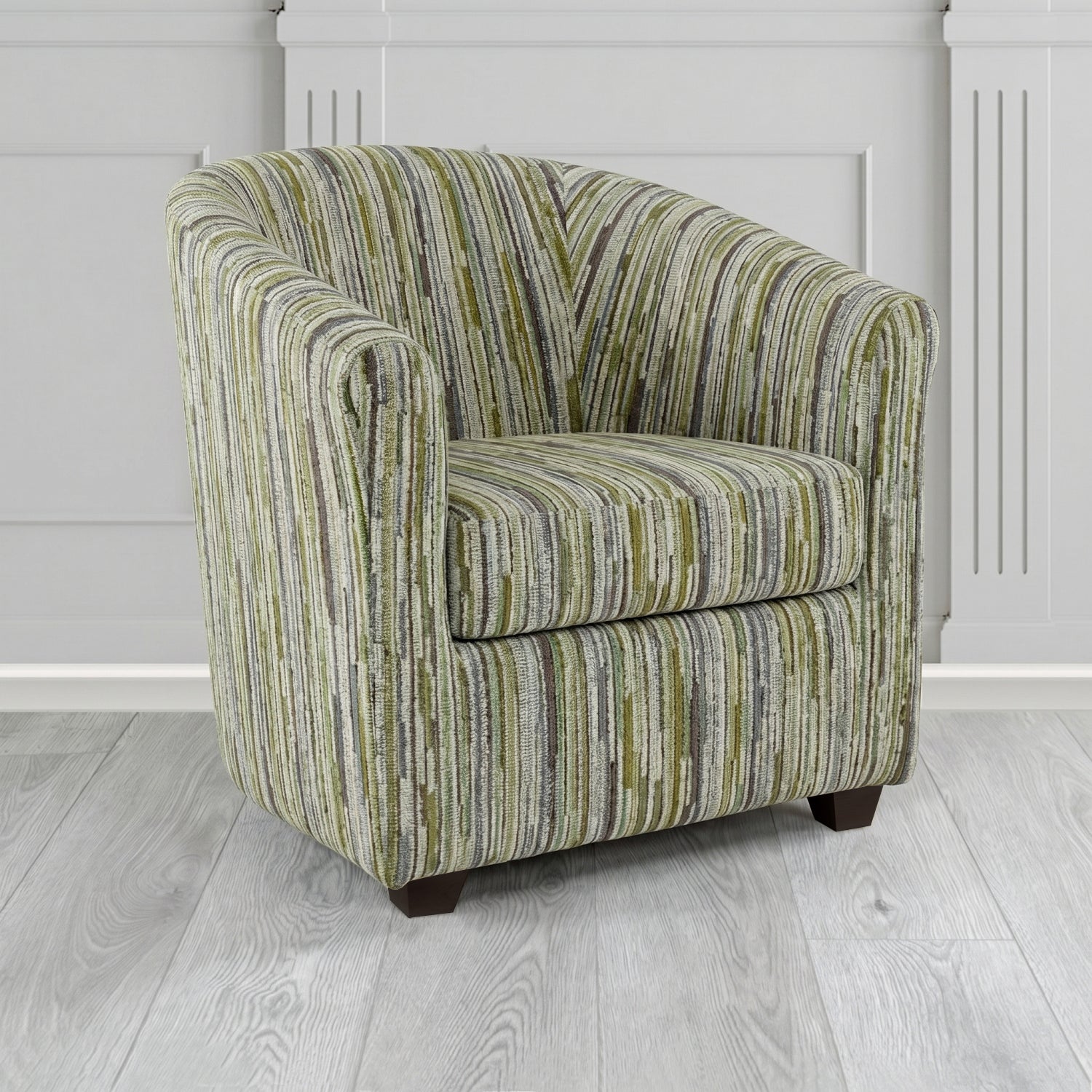 Cannes Tub Chair in Cristina Marrone Extravaganza Stripe Fabric