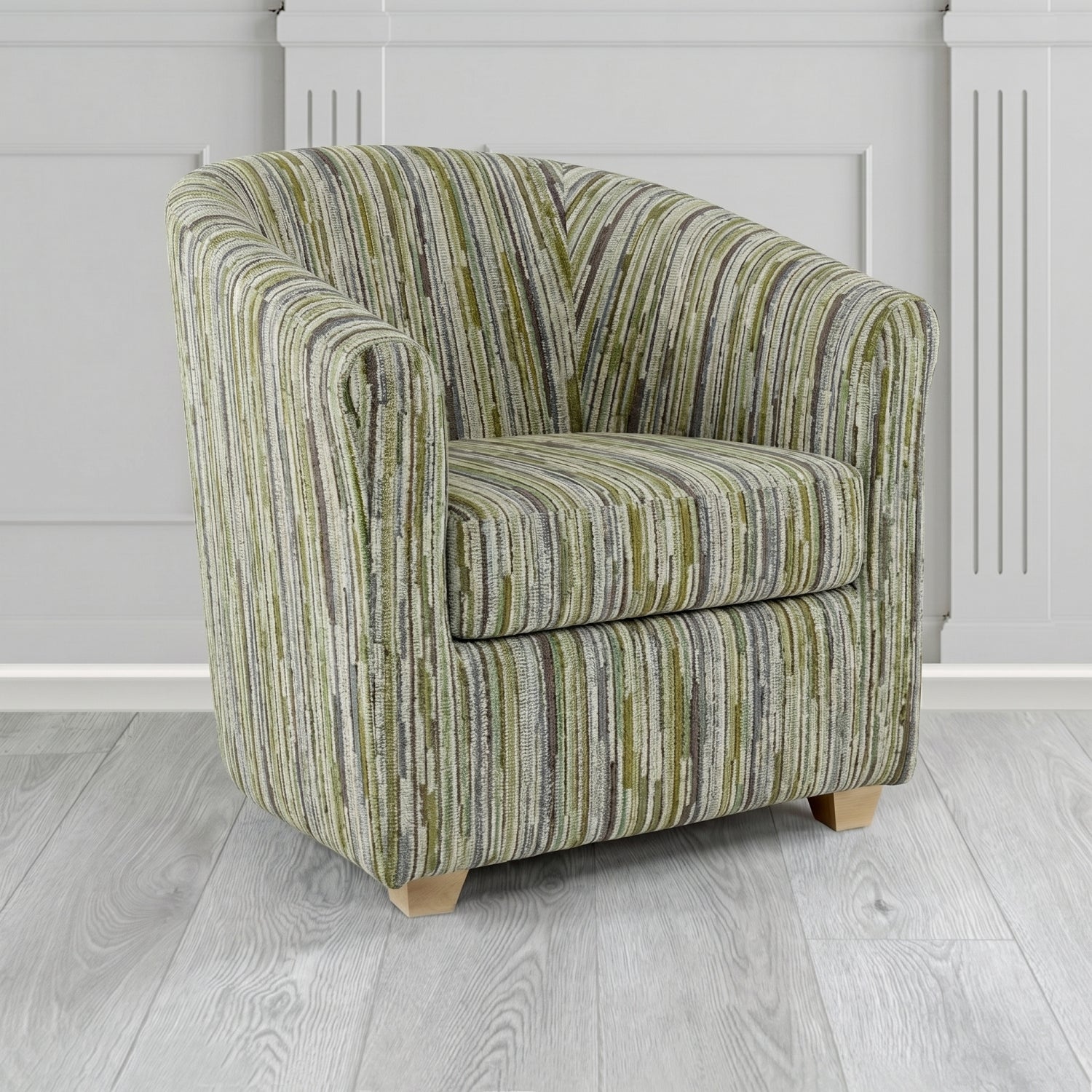 Cannes Tub Chair in Cristina Marrone Extravaganza Stripe Fabric