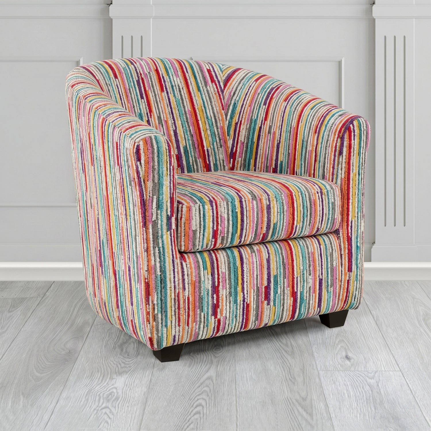 Cannes Tub Chair in Cristina Marrone Extravaganza Stripe Fabric