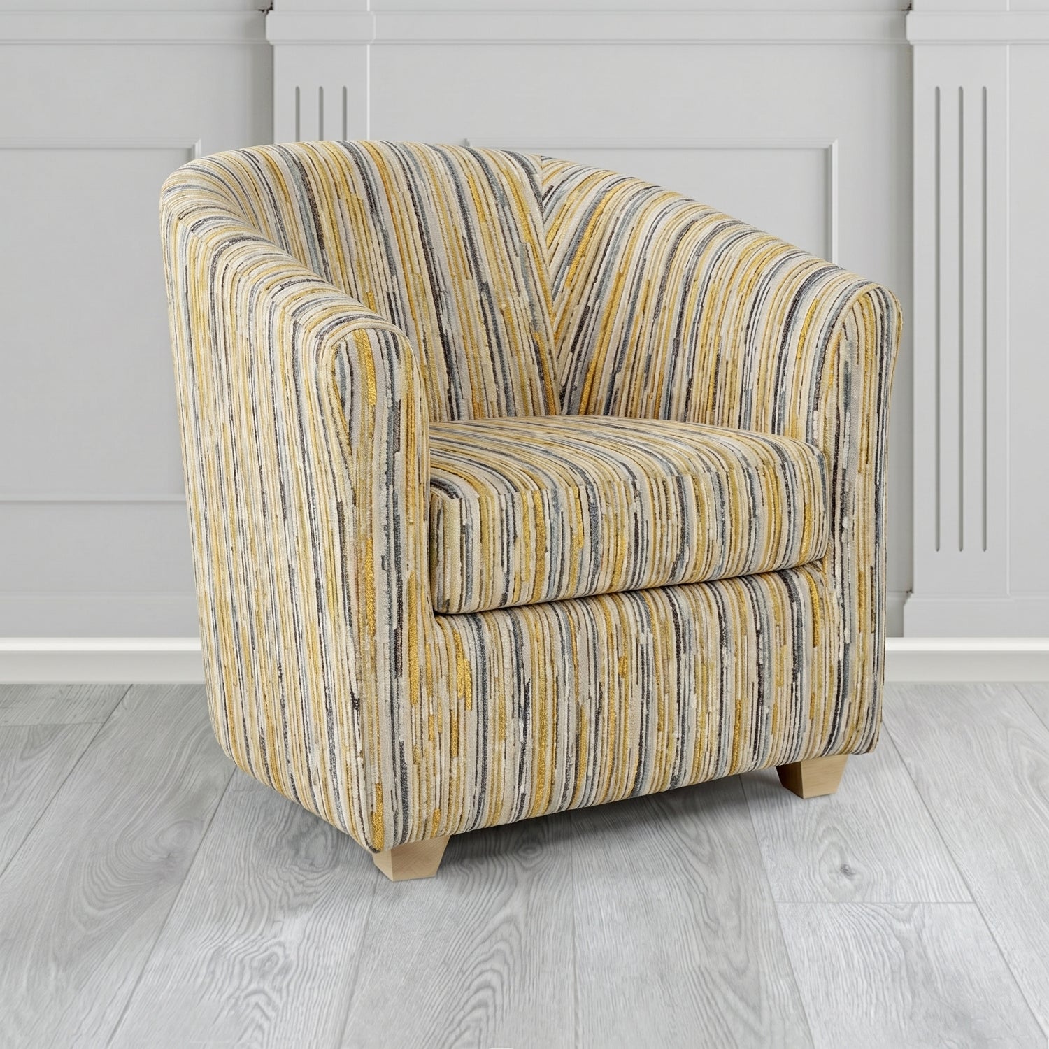 Cannes Tub Chair in Cristina Marrone Extravaganza Stripe Fabric