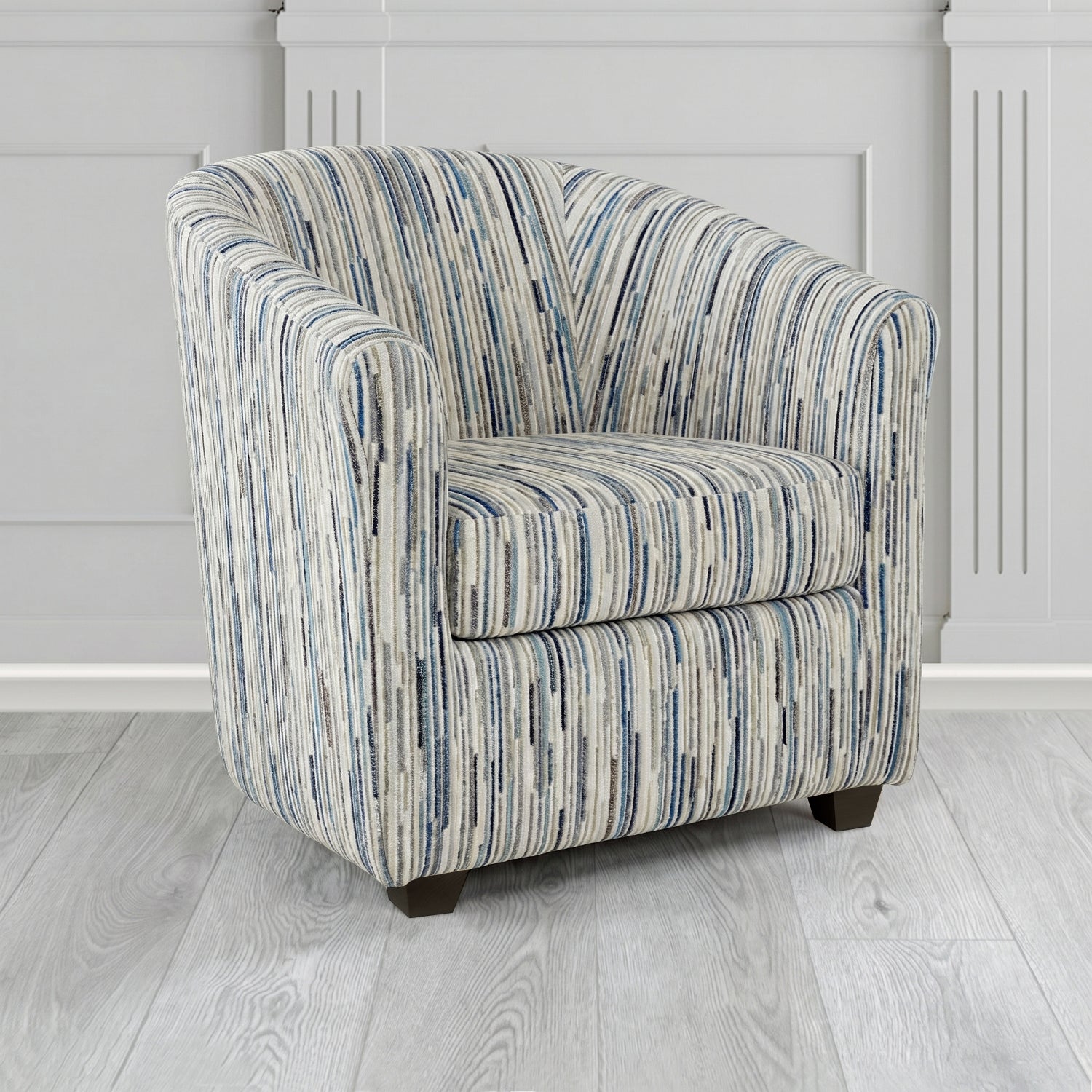 Cannes Tub Chair in Cristina Marrone Extravaganza Stripe Fabric