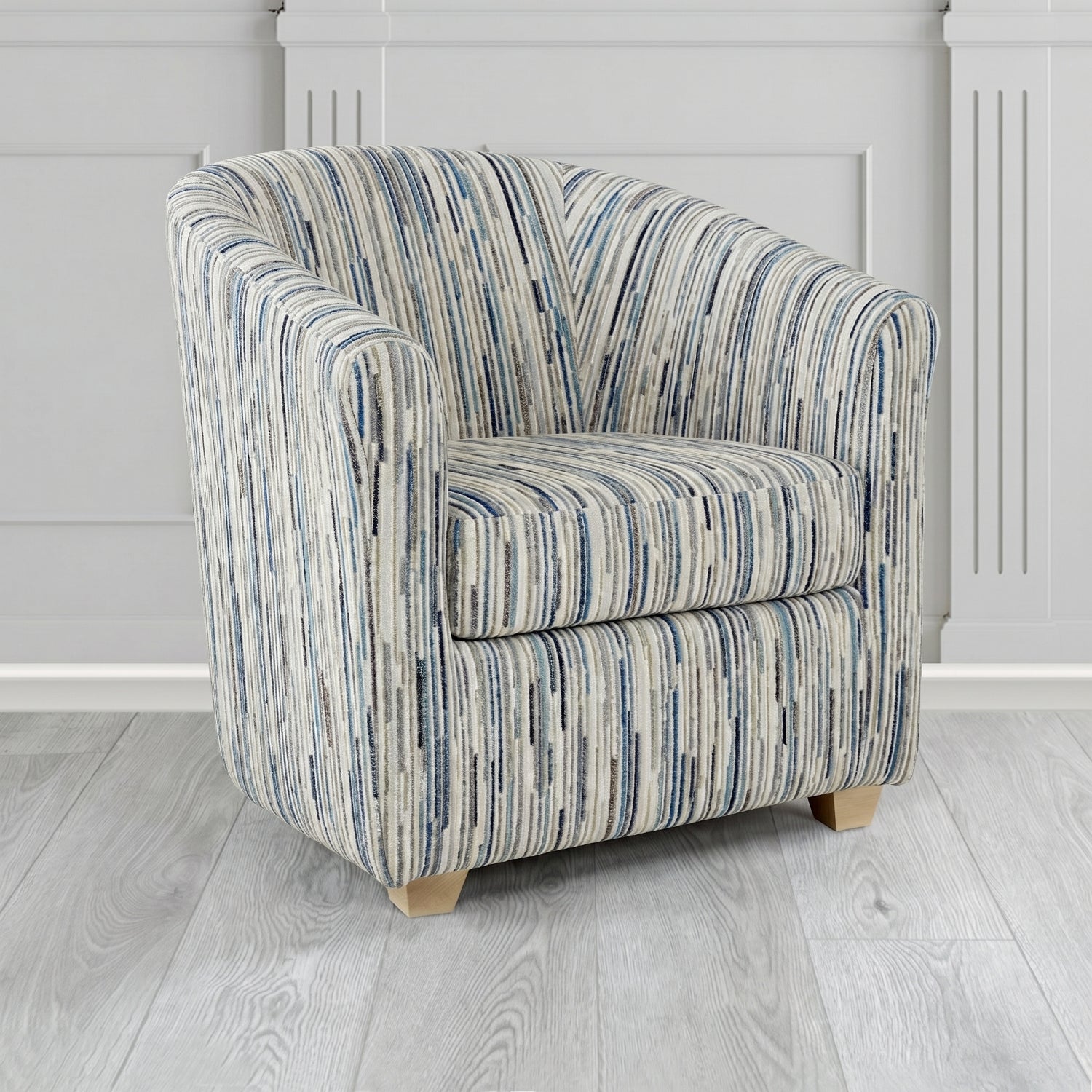 Cannes Tub Chair in Cristina Marrone Extravaganza Stripe Fabric