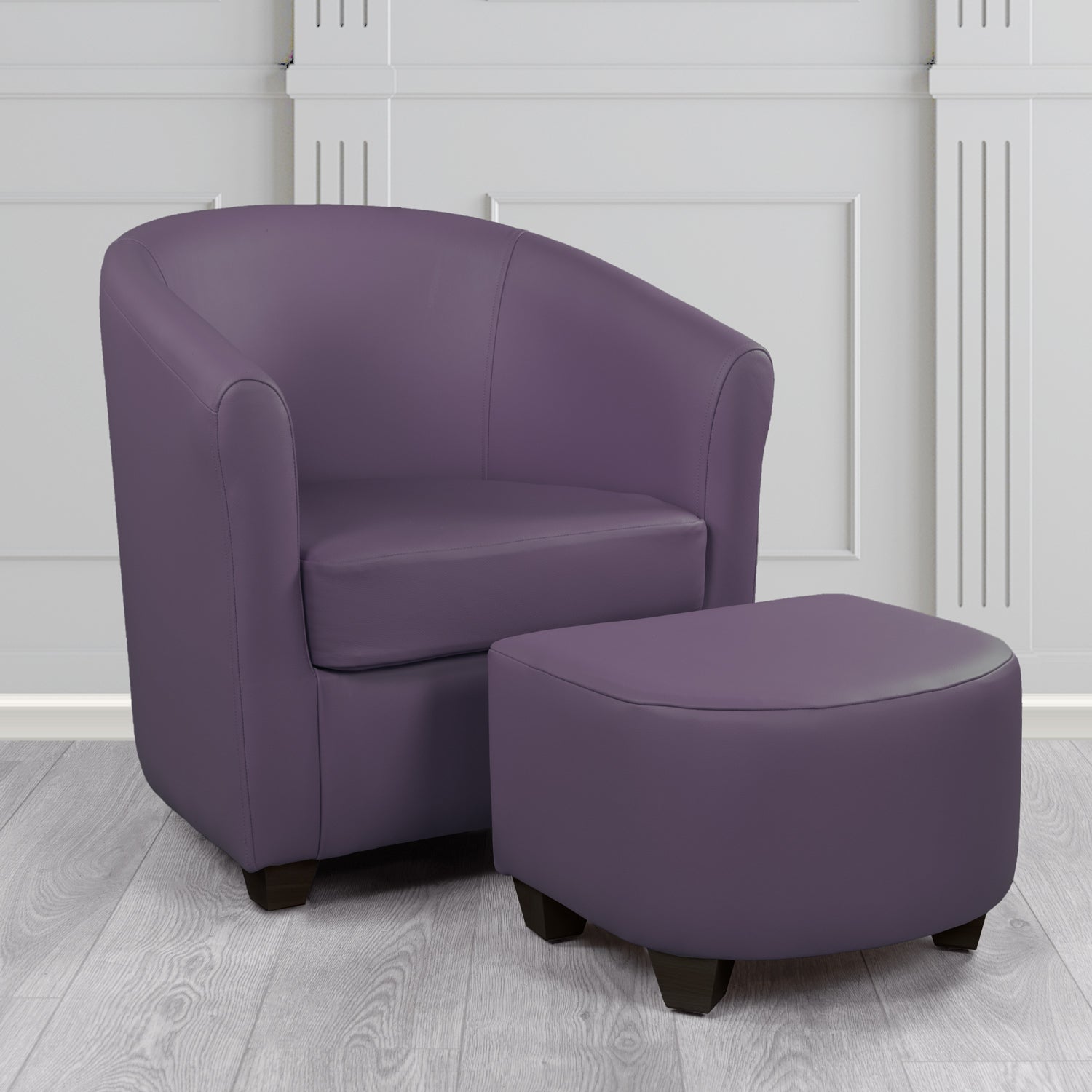 Cannes Shelly Amethyst Crib 5 Genuine Leather Tub Chair & Footstool Set