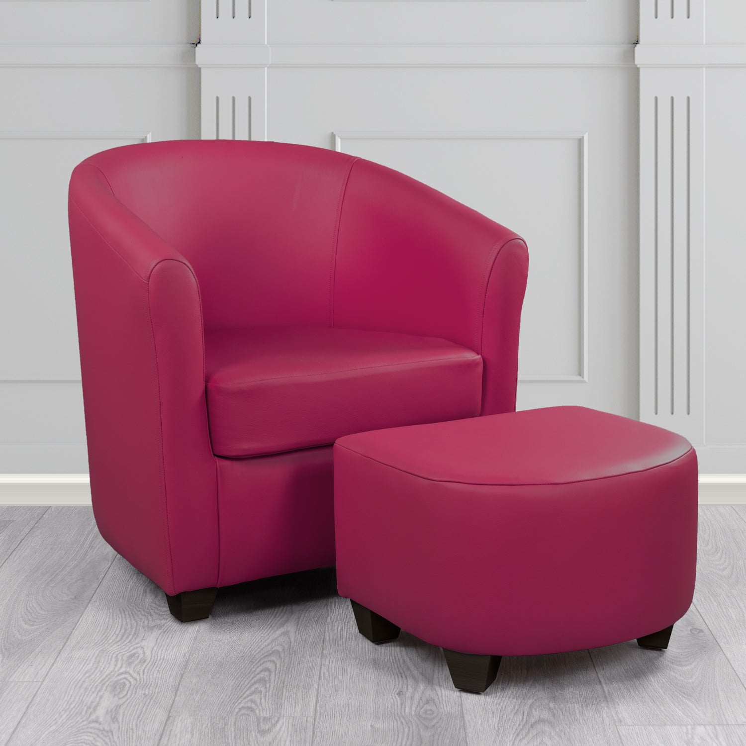 Cannes Shelly Anemone Crib 5 Genuine Leather Tub Chair & Footstool Set