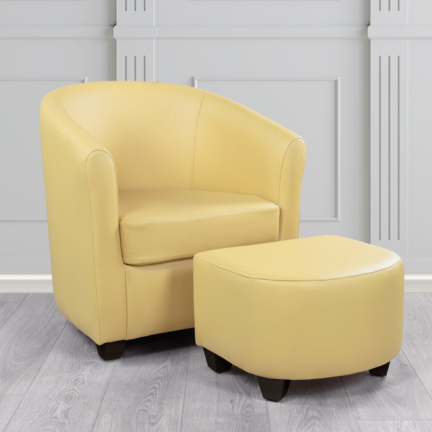 Cannes Shelly Angel Crib 5 Genuine Leather Tub Chair & Footstool Set