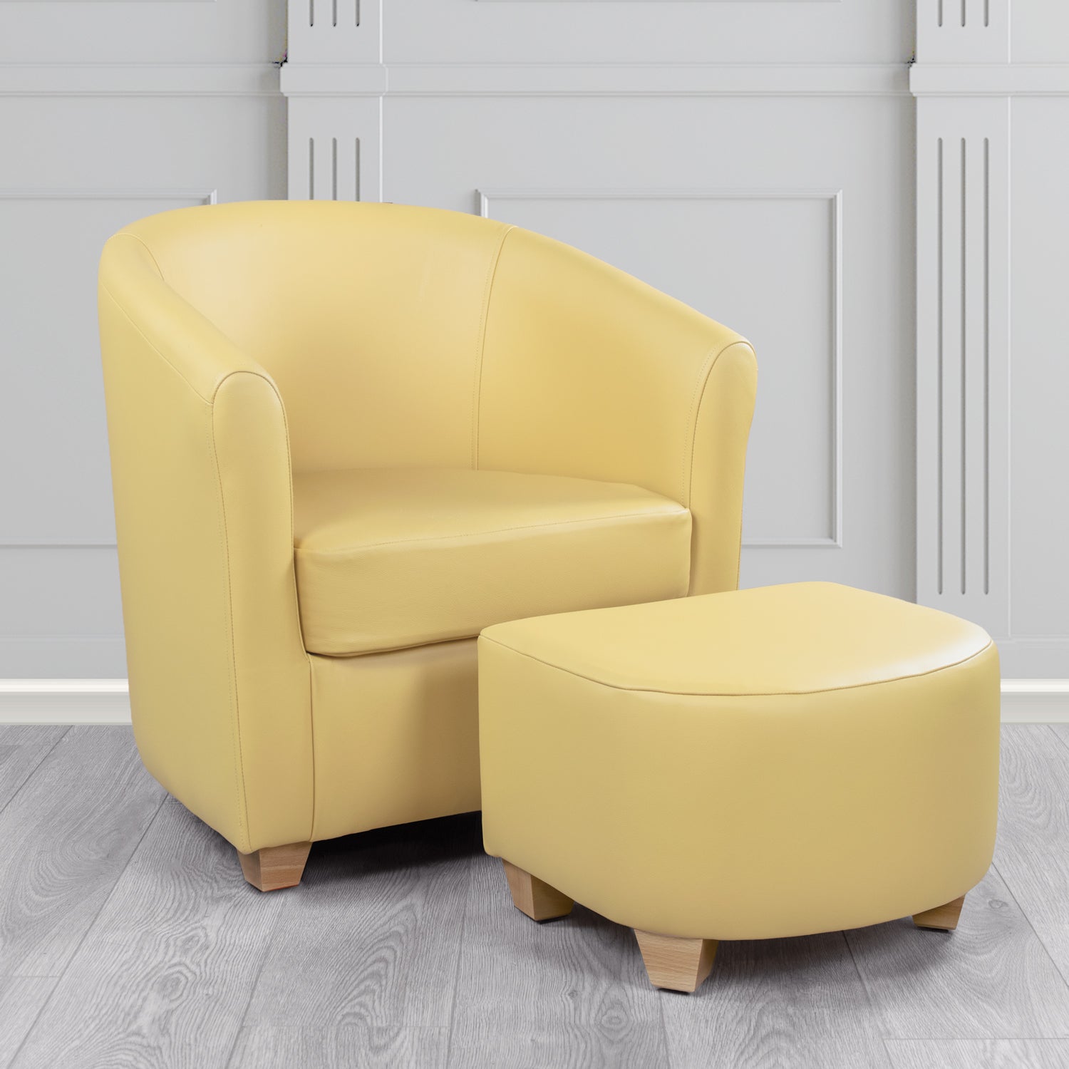 Cannes Shelly Angel Crib 5 Genuine Leather Tub Chair & Footstool Set