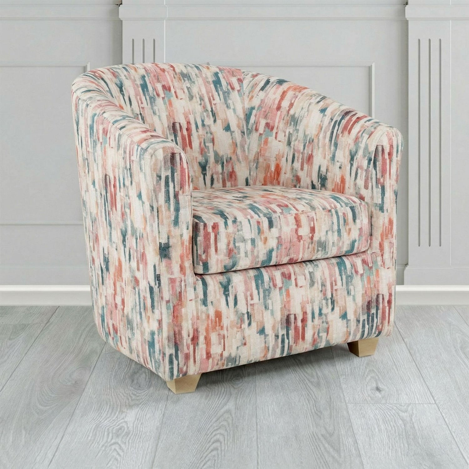 Cannes Tub Chair in Fryett's Aura Abstract Pattern Fabric