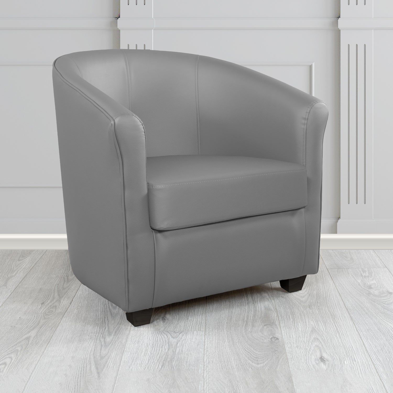 Cannes Tub Chair in Just Colour Crib 5 Faux Leather with Dark Wood Legs