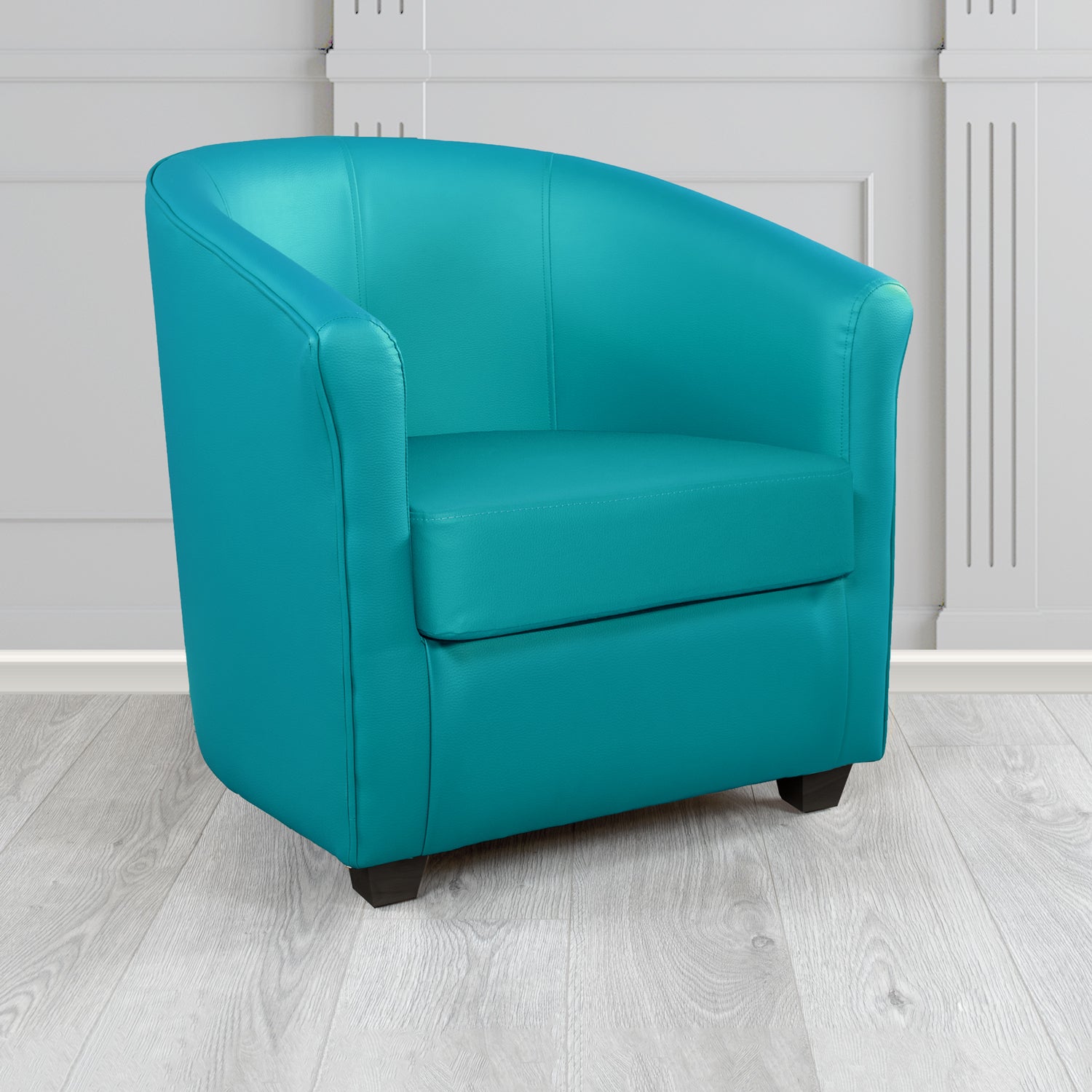Cannes Tub Chair in Just Colour Crib 5 Faux Leather with Dark Wood Legs