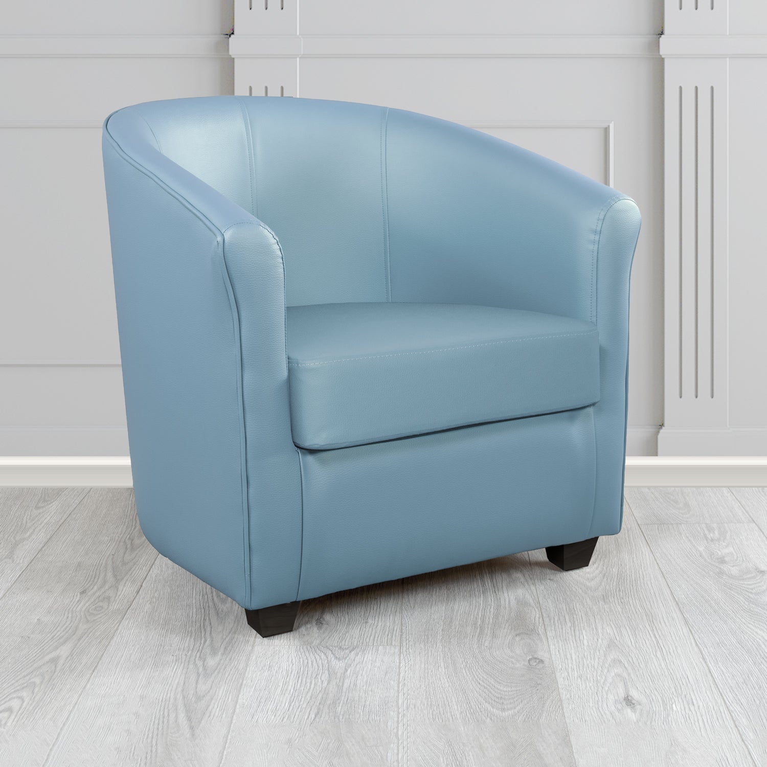Cannes Tub Chair in Just Colour Crib 5 Faux Leather with Dark Wood Legs