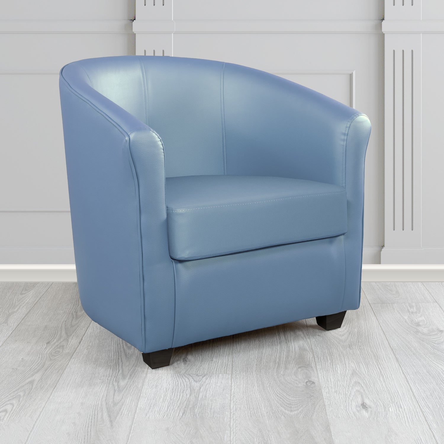 Cannes Tub Chair in Just Colour Crib 5 Faux Leather with Dark Wood Legs