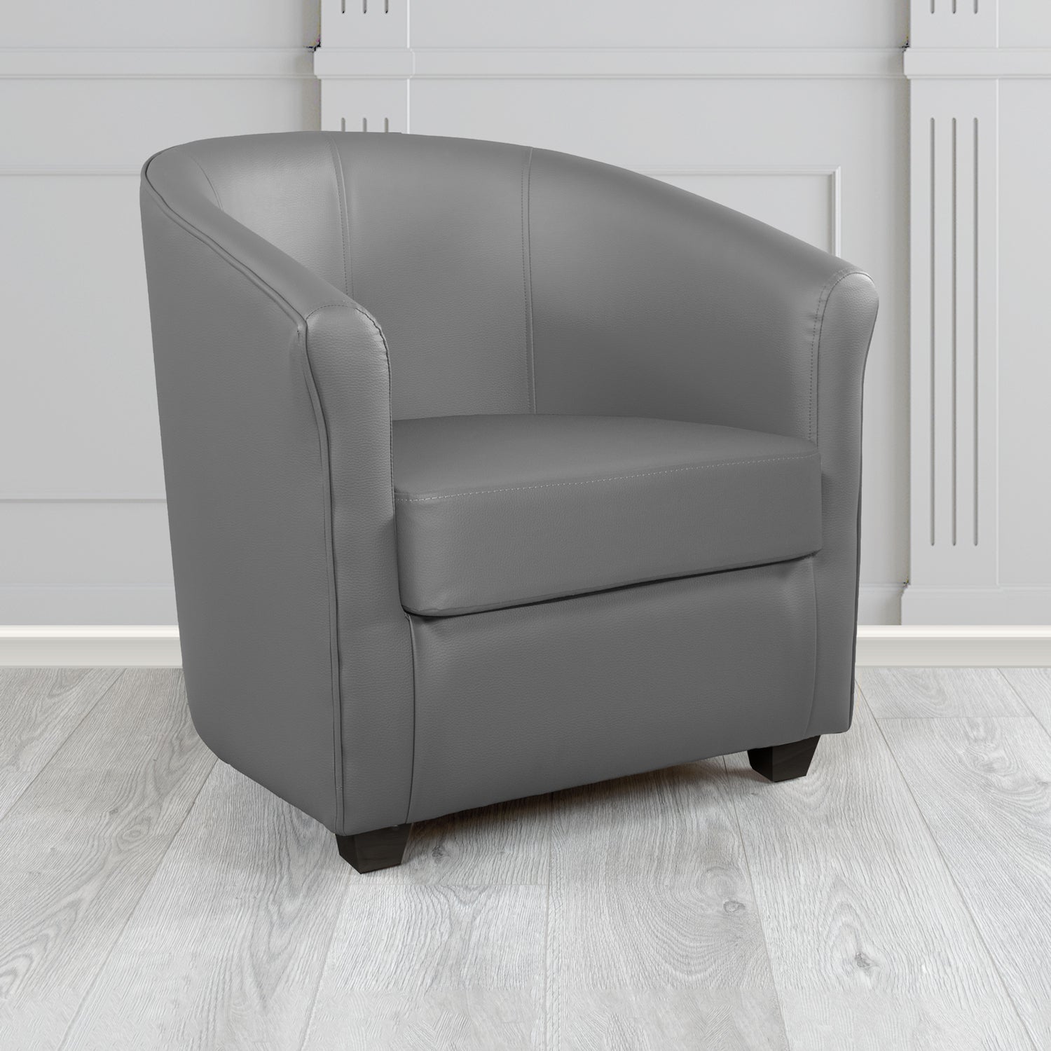 Cannes Tub Chair in Just Colour Crib 5 Faux Leather with Dark Wood Legs