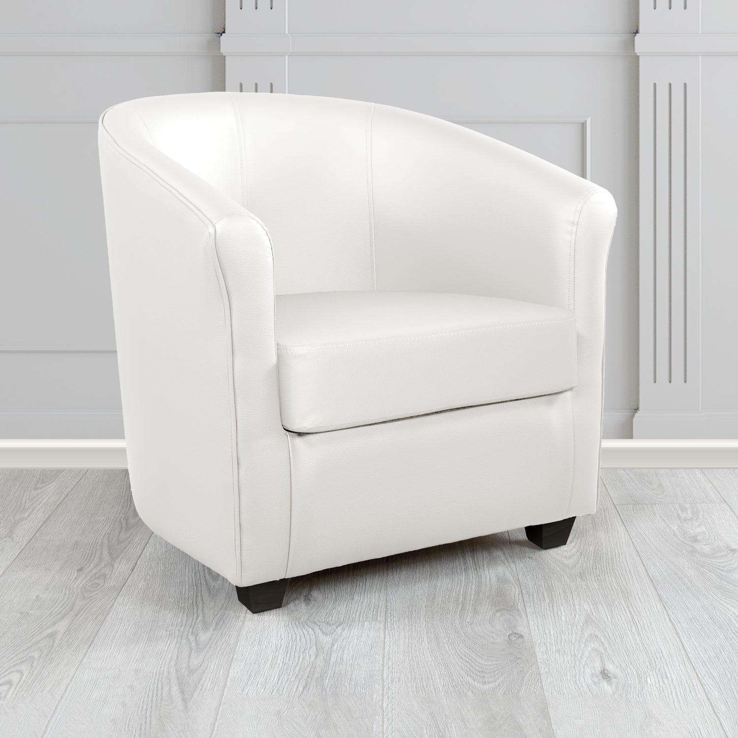 Cannes Tub Chair in Just Colour Crib 5 Faux Leather with Dark Wood Legs