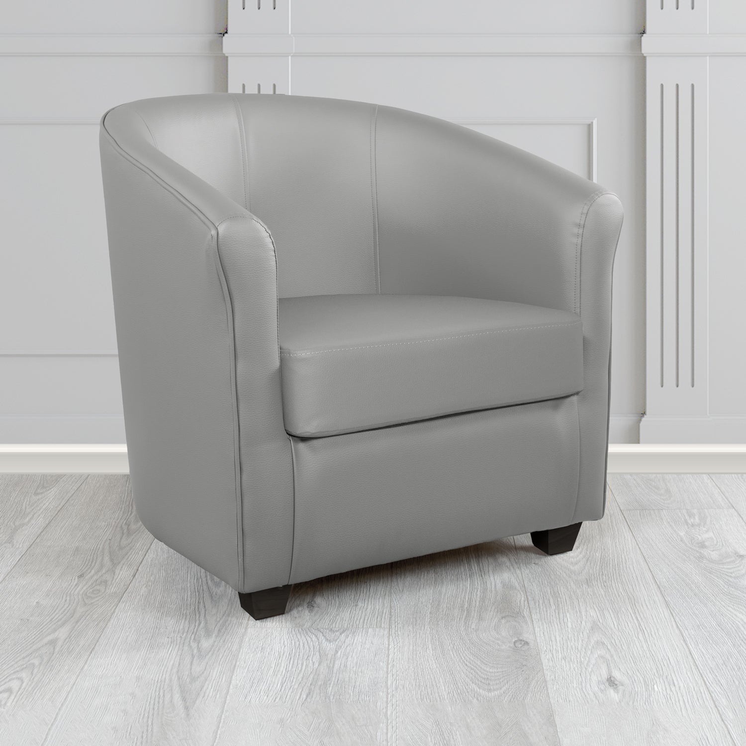 Cannes Tub Chair in Just Colour Crib 5 Faux Leather with Dark Wood Legs