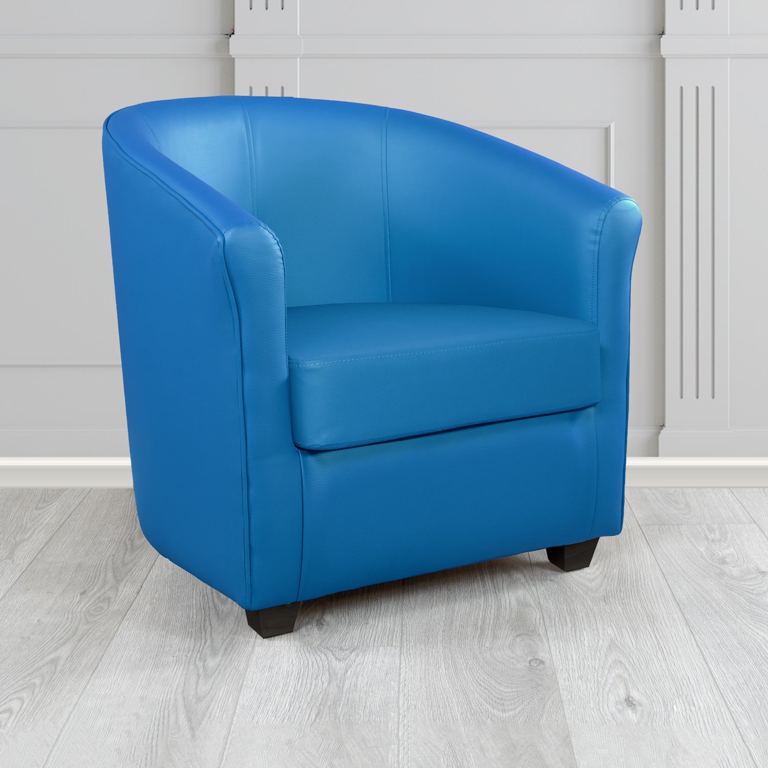 Cannes Tub Chair in Just Colour Crib 5 Faux Leather with Dark Wood Legs