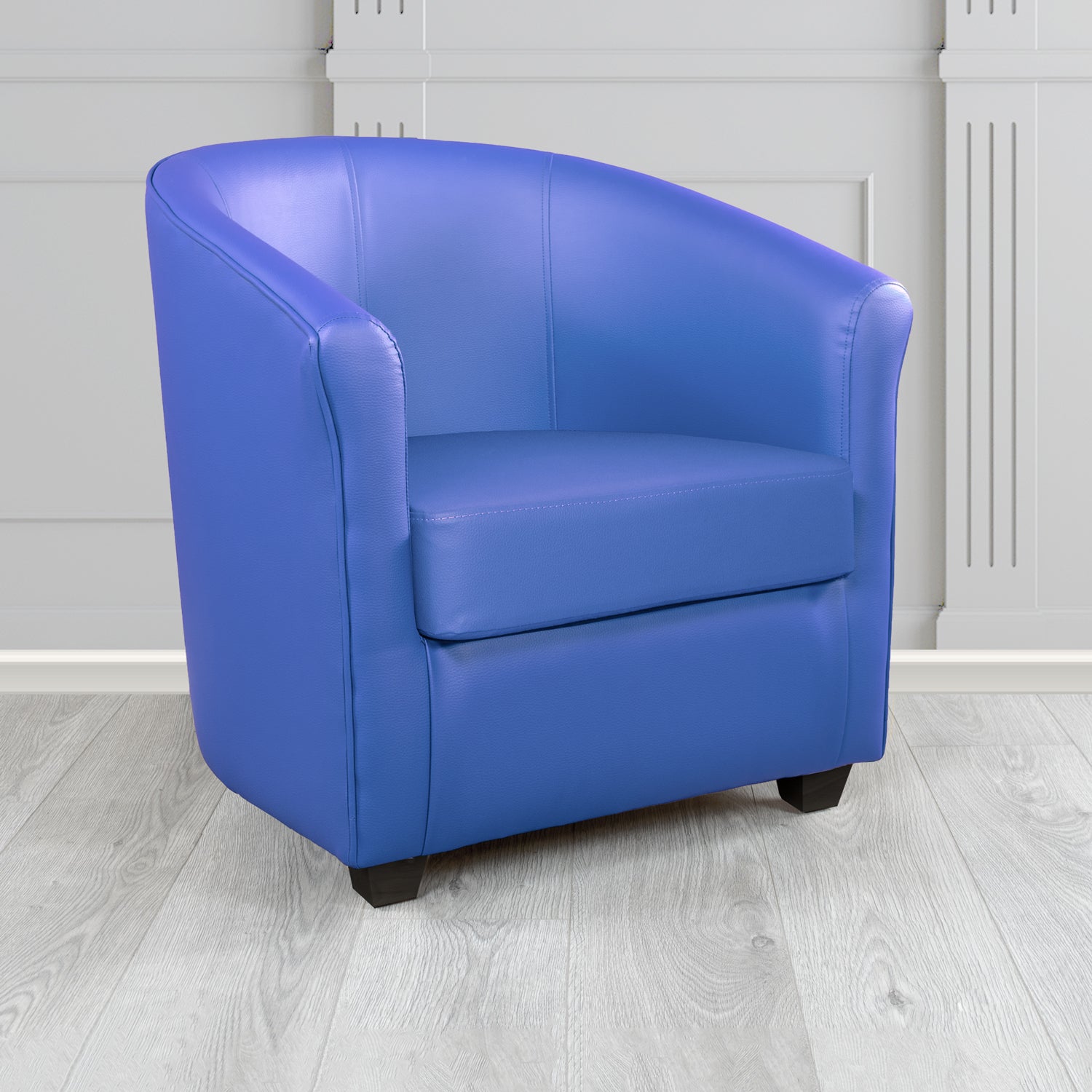 Cannes Tub Chair in Just Colour Crib 5 Faux Leather with Dark Wood Legs