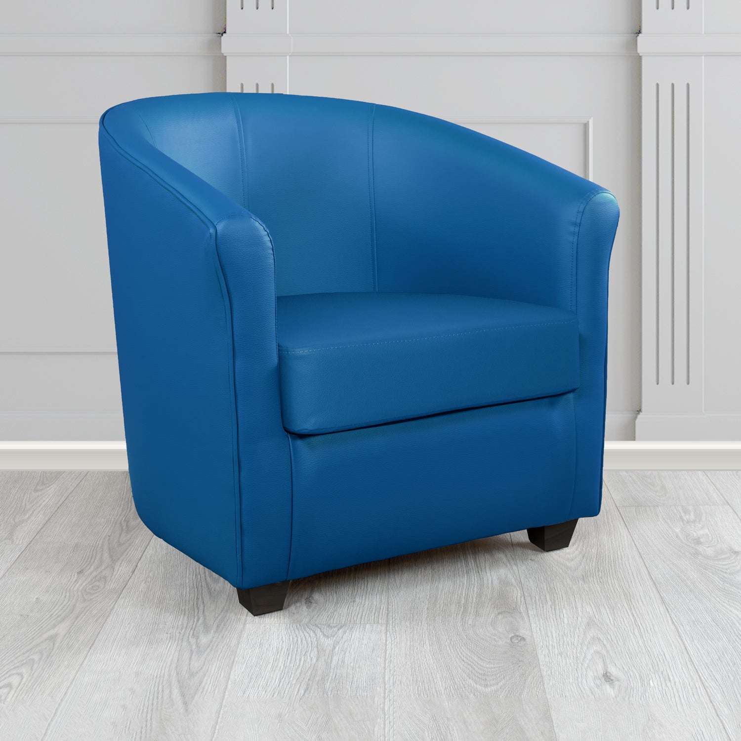 Cannes Tub Chair in Just Colour Crib 5 Faux Leather with Dark Wood Legs