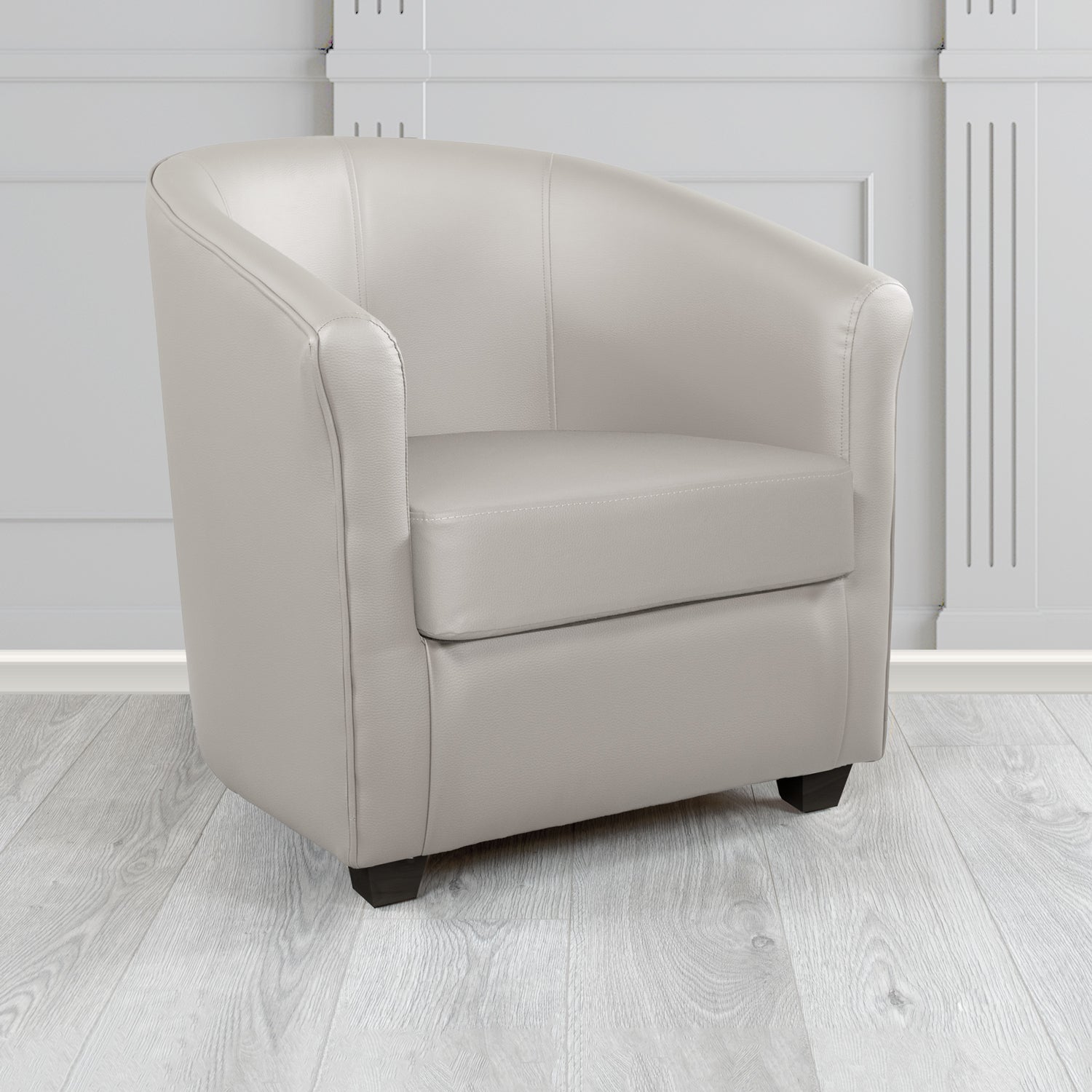 Cannes Tub Chair in Just Colour Crib 5 Faux Leather with Dark Wood Legs