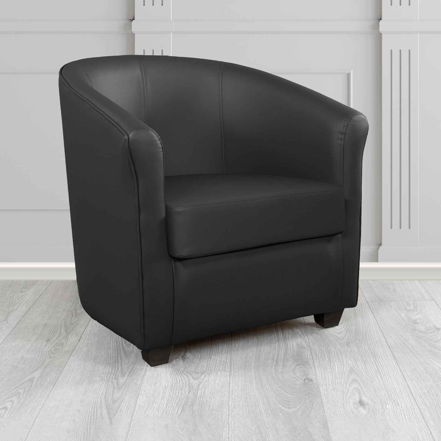 Cannes Tub Chair in Madrid Black Faux Leather