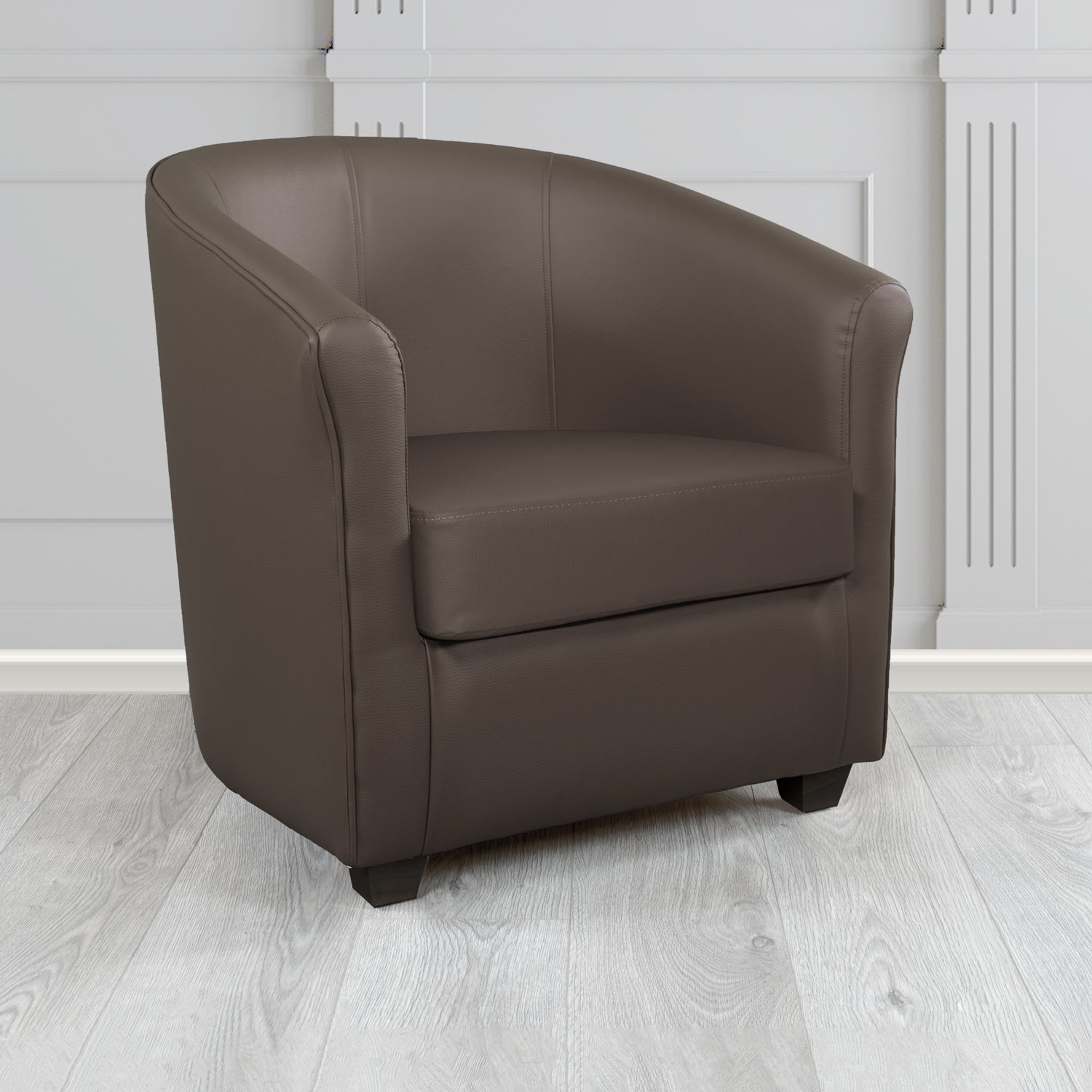 Cannes Tub Chair in Madrid Chocolate Faux Leather - The Tub Chair Shop