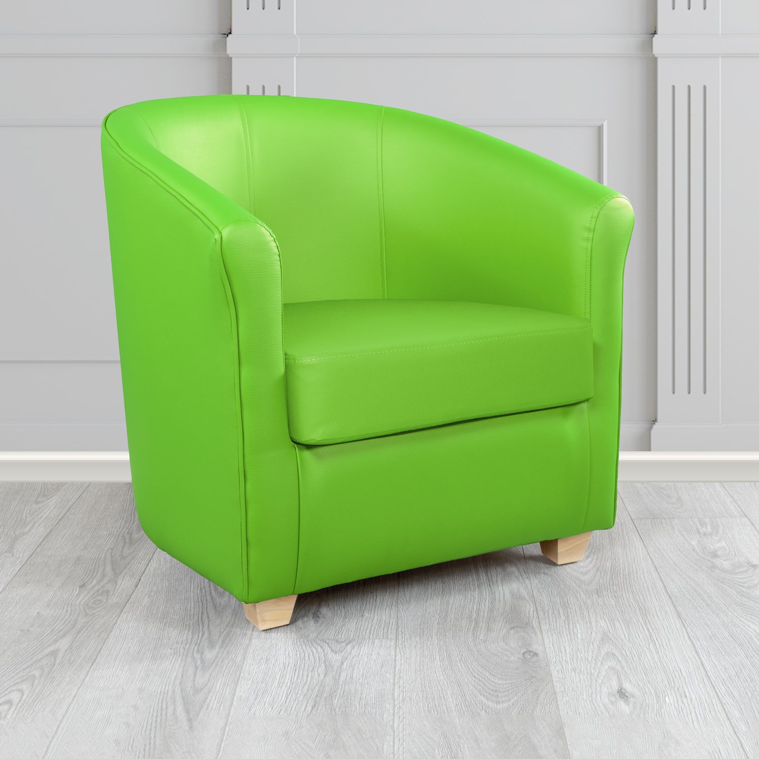 Cannes Tub Chair in Madrid Lime Faux Leather - The Tub Chair Shop