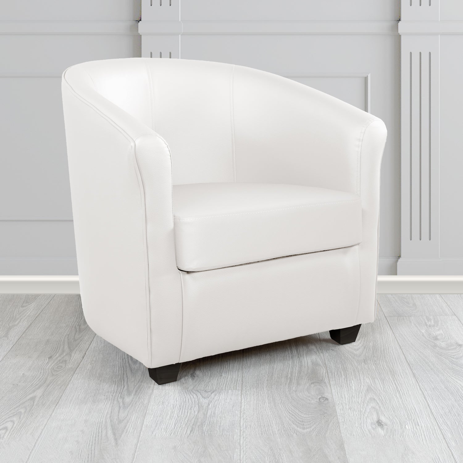 Cannes Tub Chair in Madrid White Faux Leather - The Tub Chair Shop