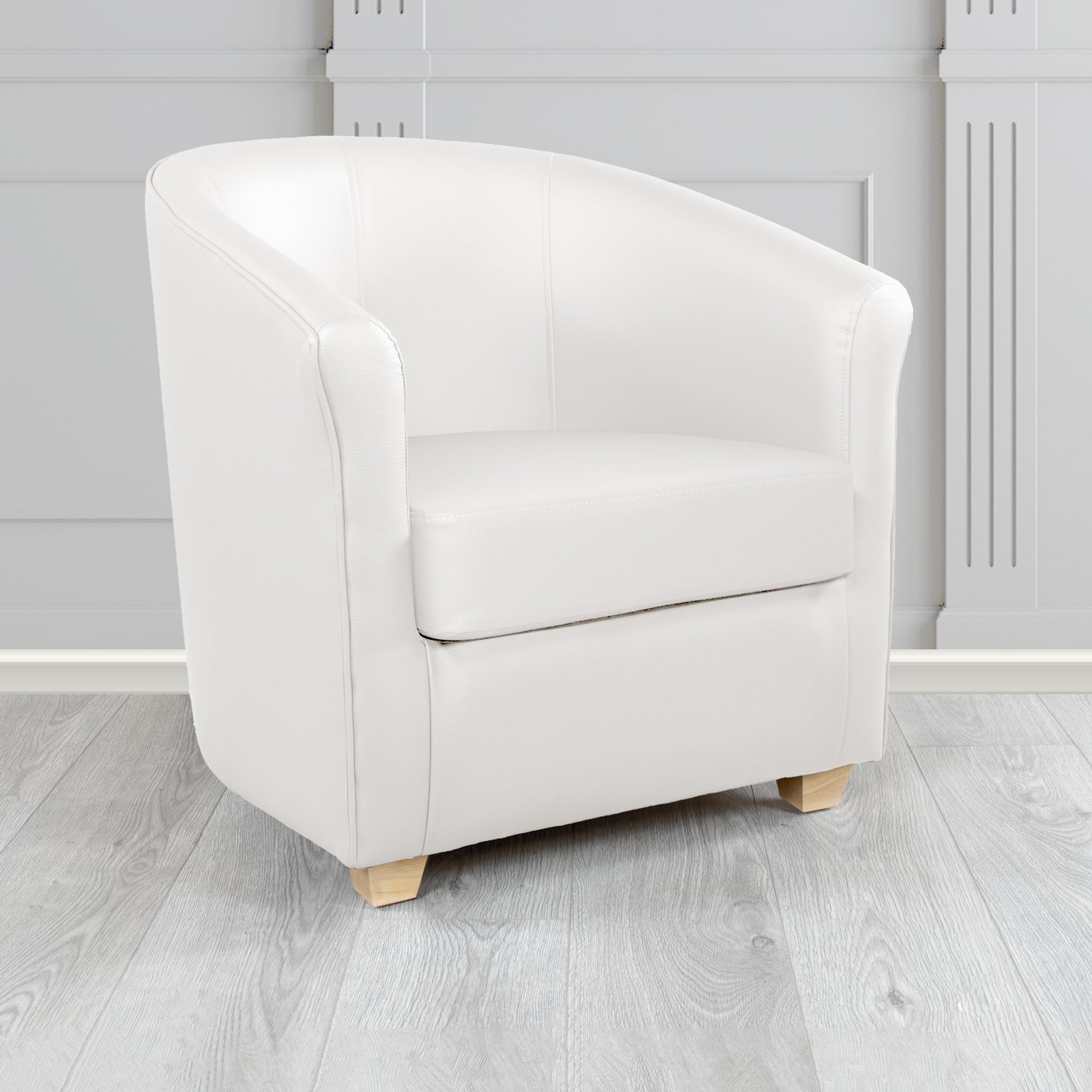 Cannes Tub Chair in Madrid White Faux Leather - The Tub Chair Shop