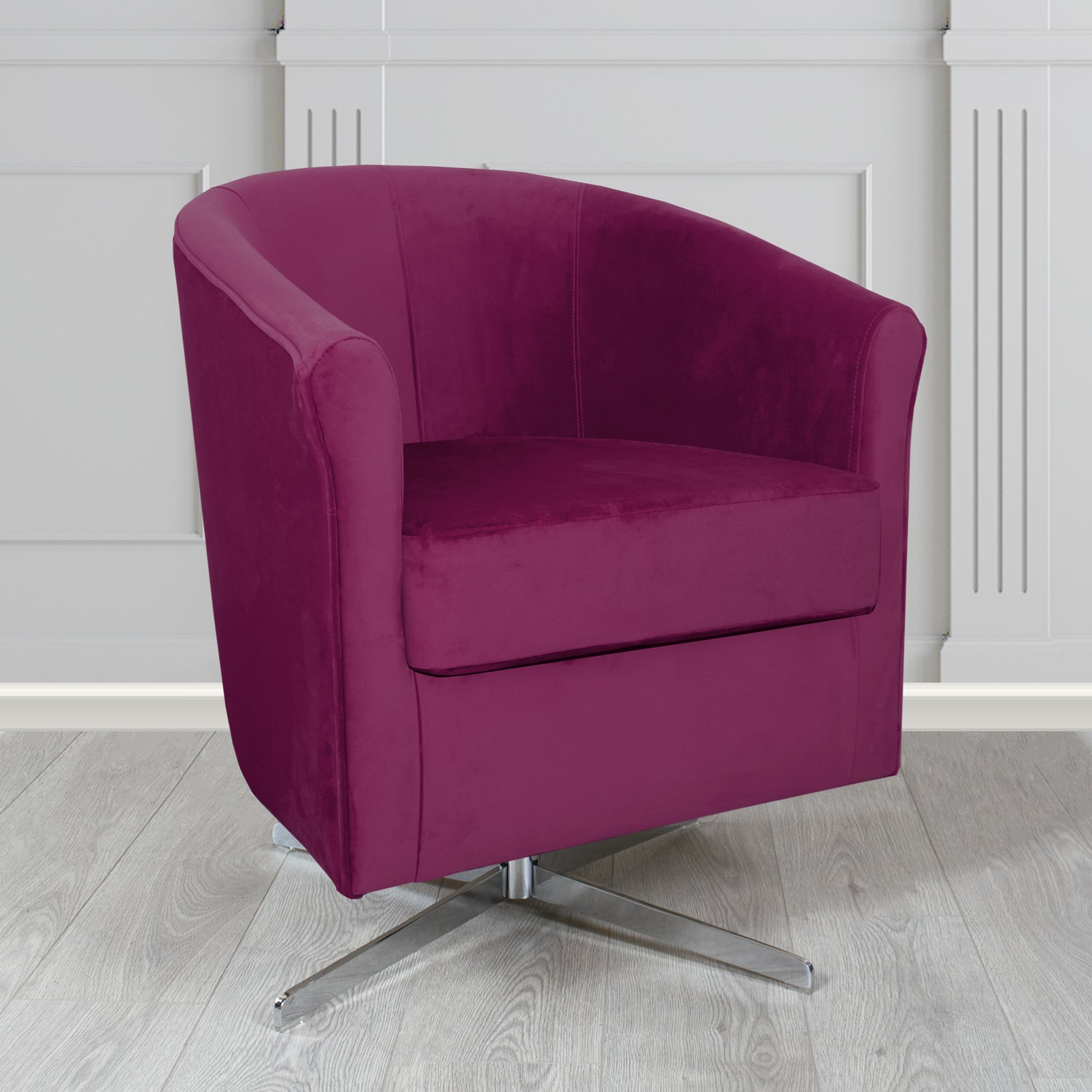 Cannes Swivel Tub Chair in Monaco Plush Velvet Fabric