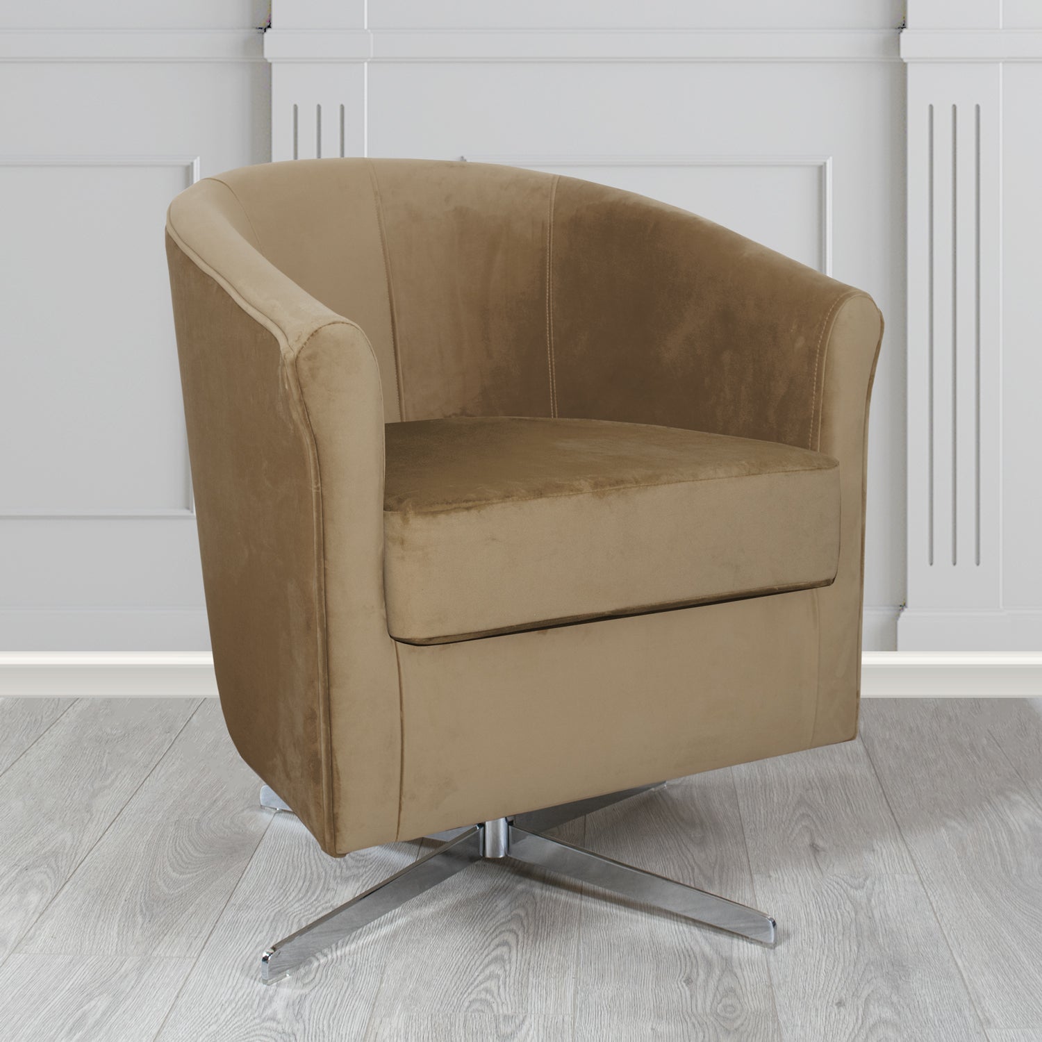 Cannes Swivel Tub Chair in Monaco Plush Velvet Fabric