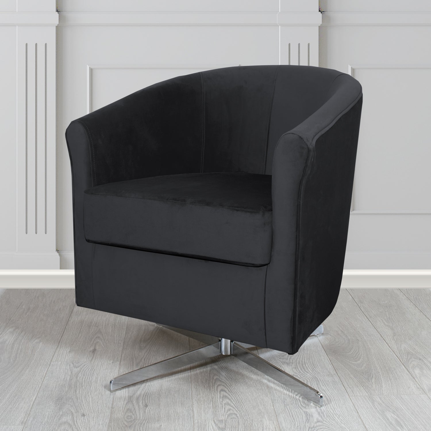 Cannes Swivel Tub Chair in Monaco Plush Velvet Fabric