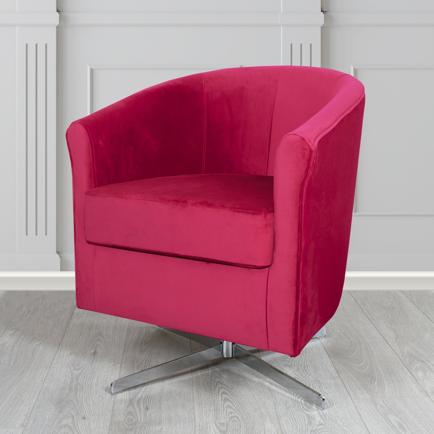 Cannes Swivel Tub Chair in Monaco Plush Velvet Fabric