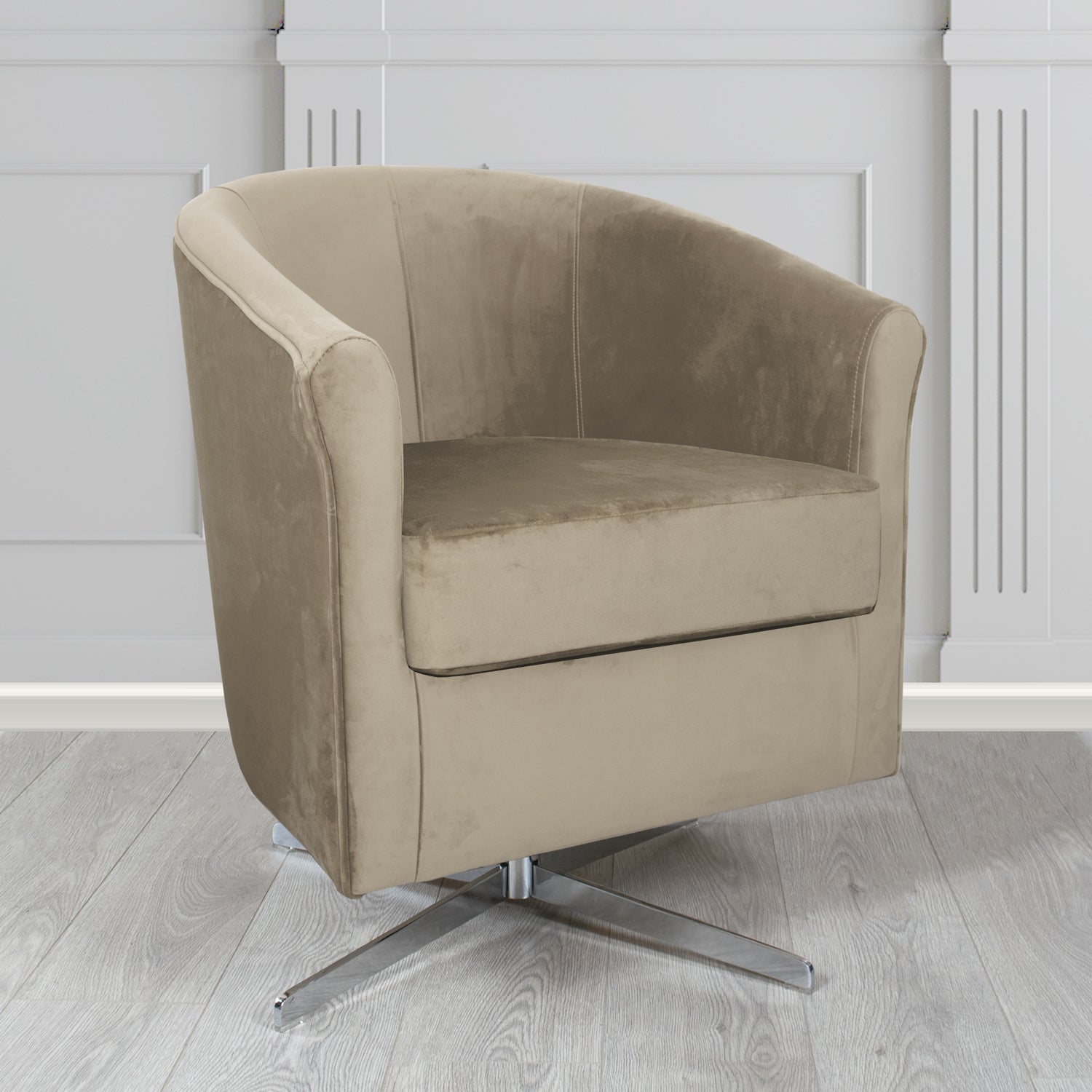 Cannes Swivel Tub Chair in Monaco Plush Velvet Fabric