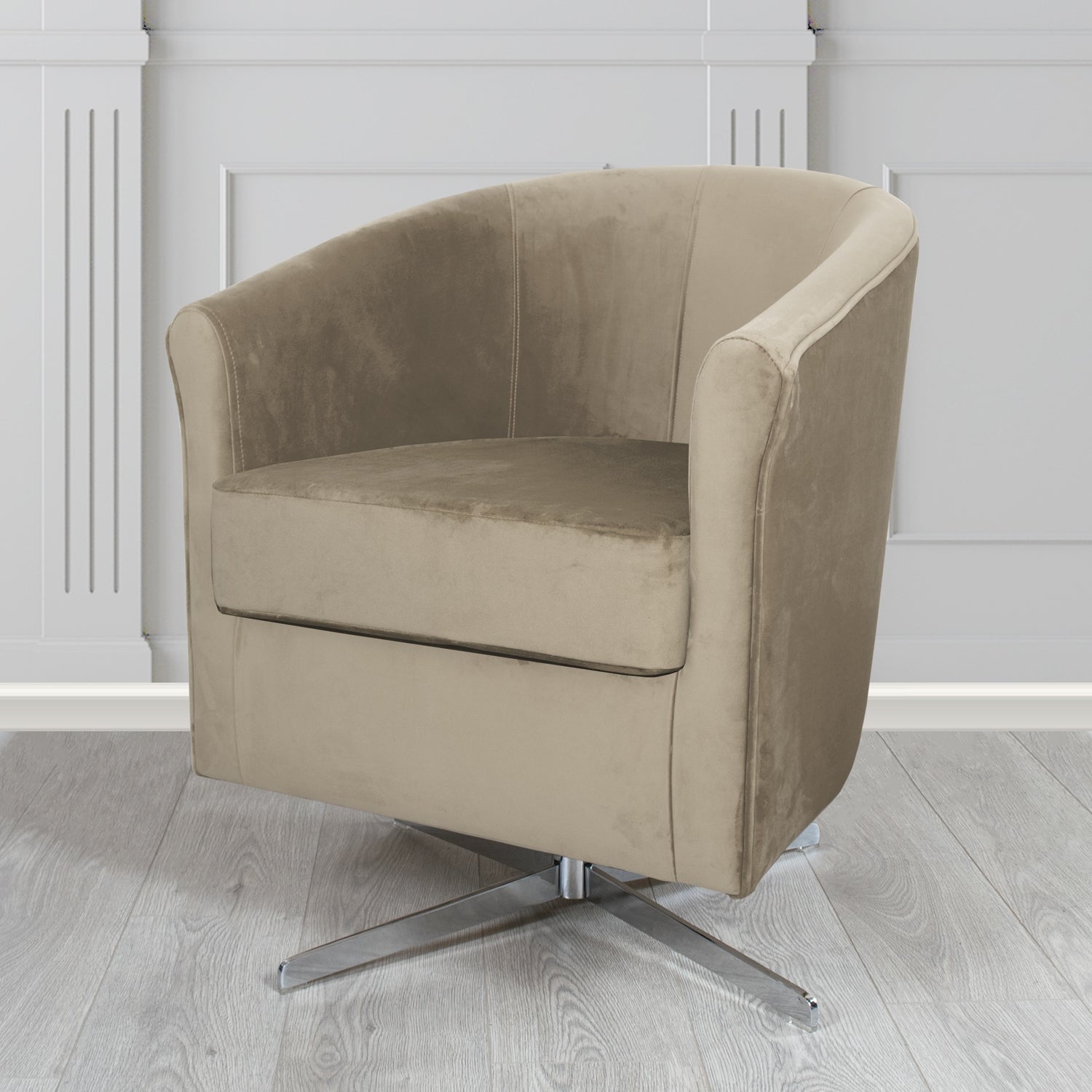 Cannes Swivel Tub Chair in Monaco Plush Velvet Fabric