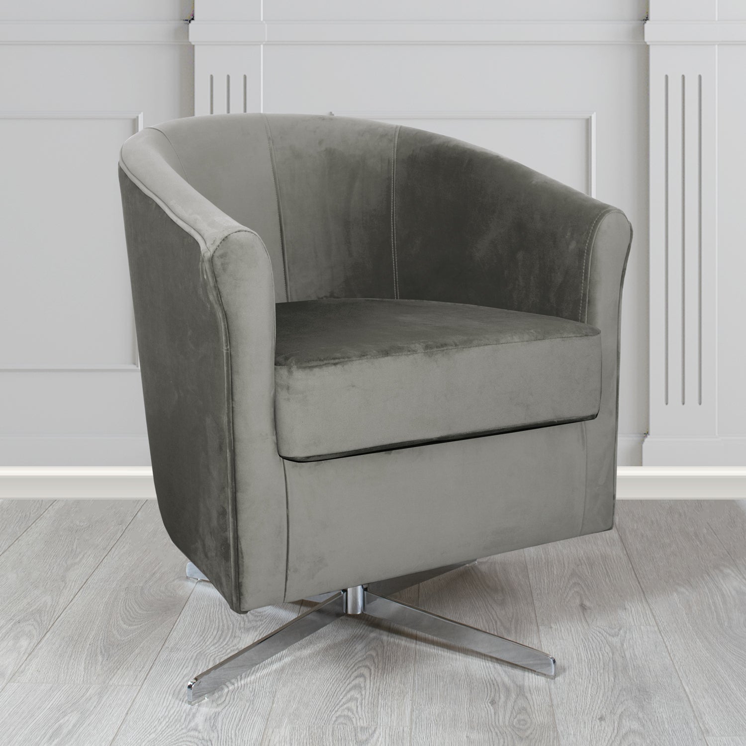 Cannes Swivel Tub Chair in Monaco Plush Velvet Fabric