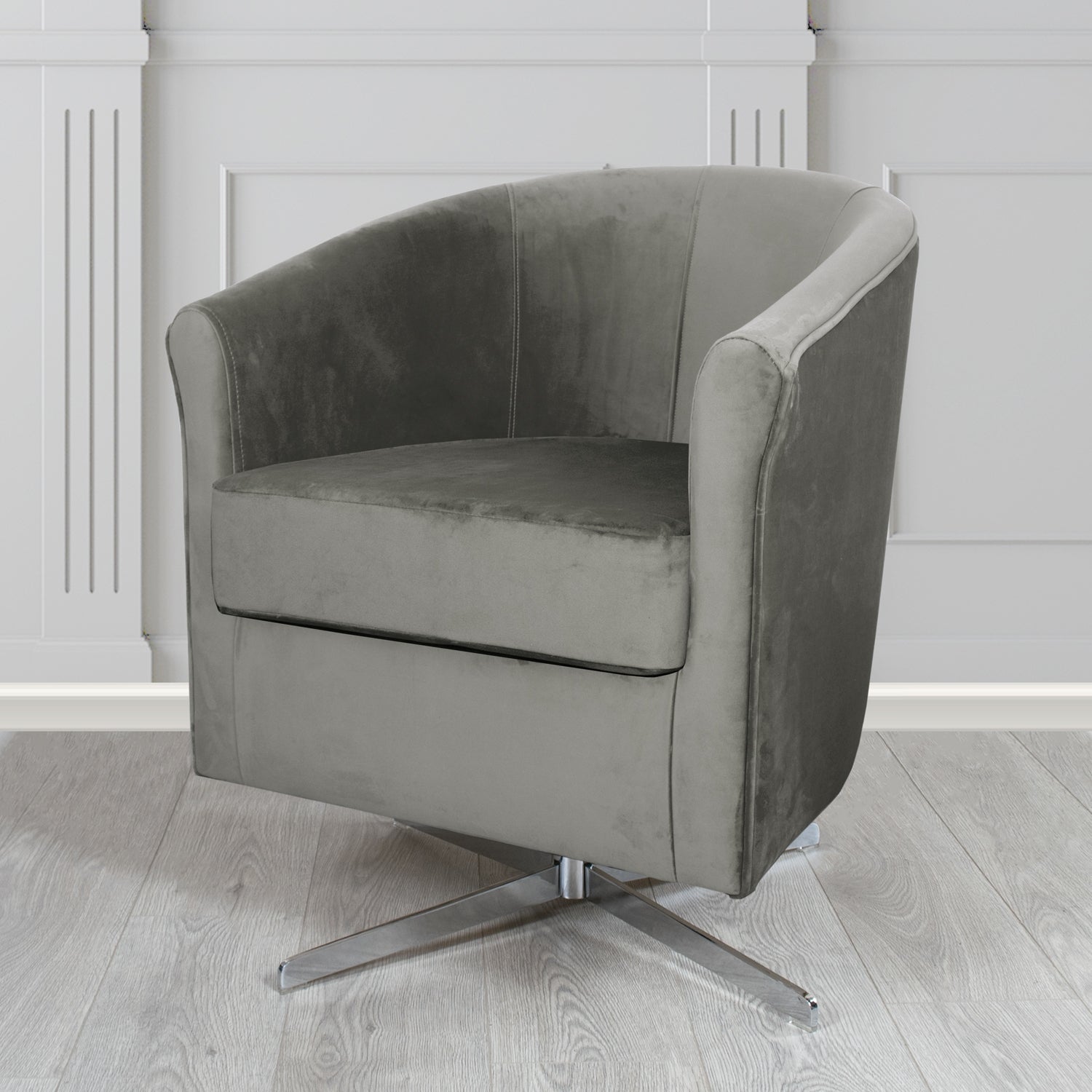 Cannes Swivel Tub Chair in Monaco Plush Velvet Fabric