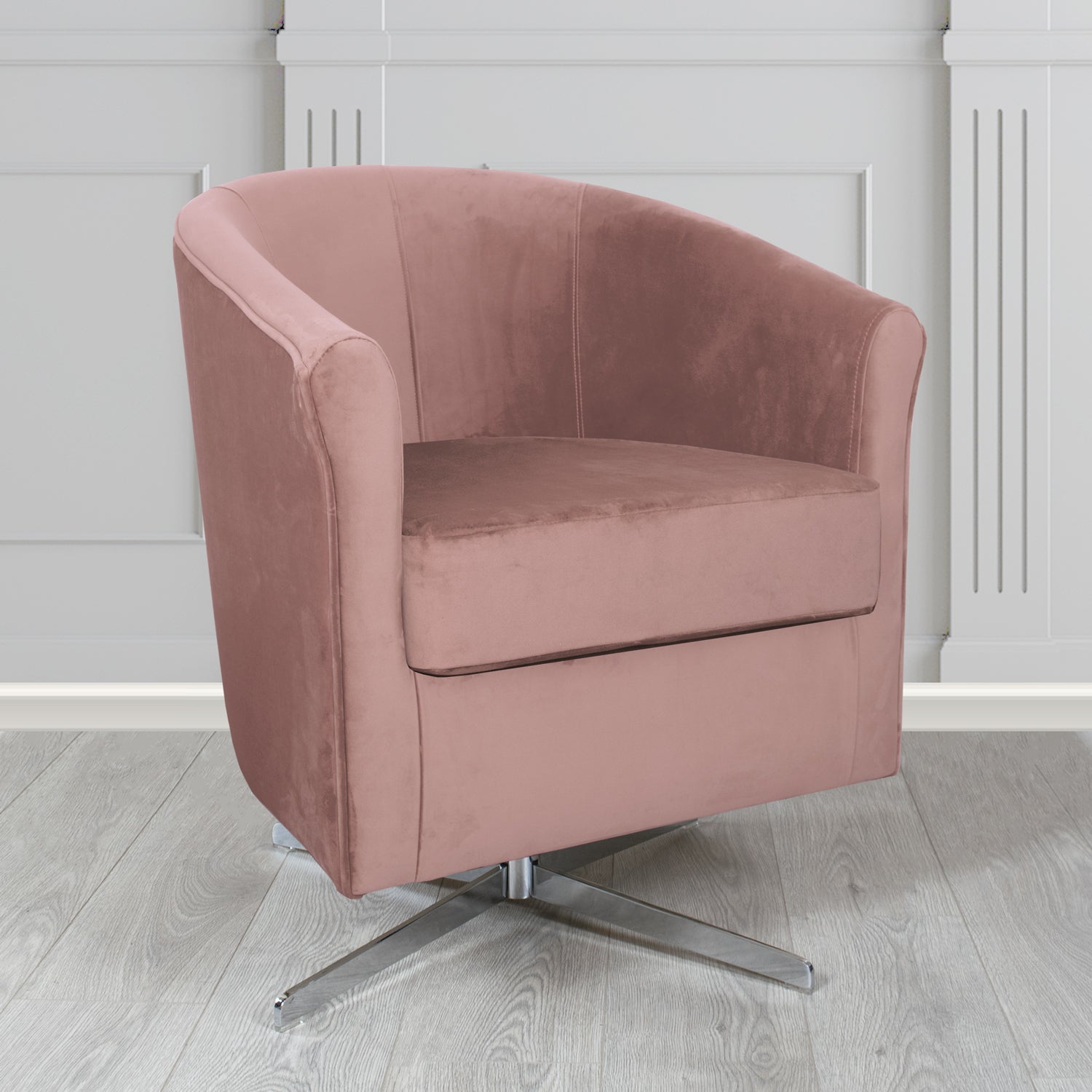 Cannes Swivel Tub Chair in Monaco Plush Velvet Fabric