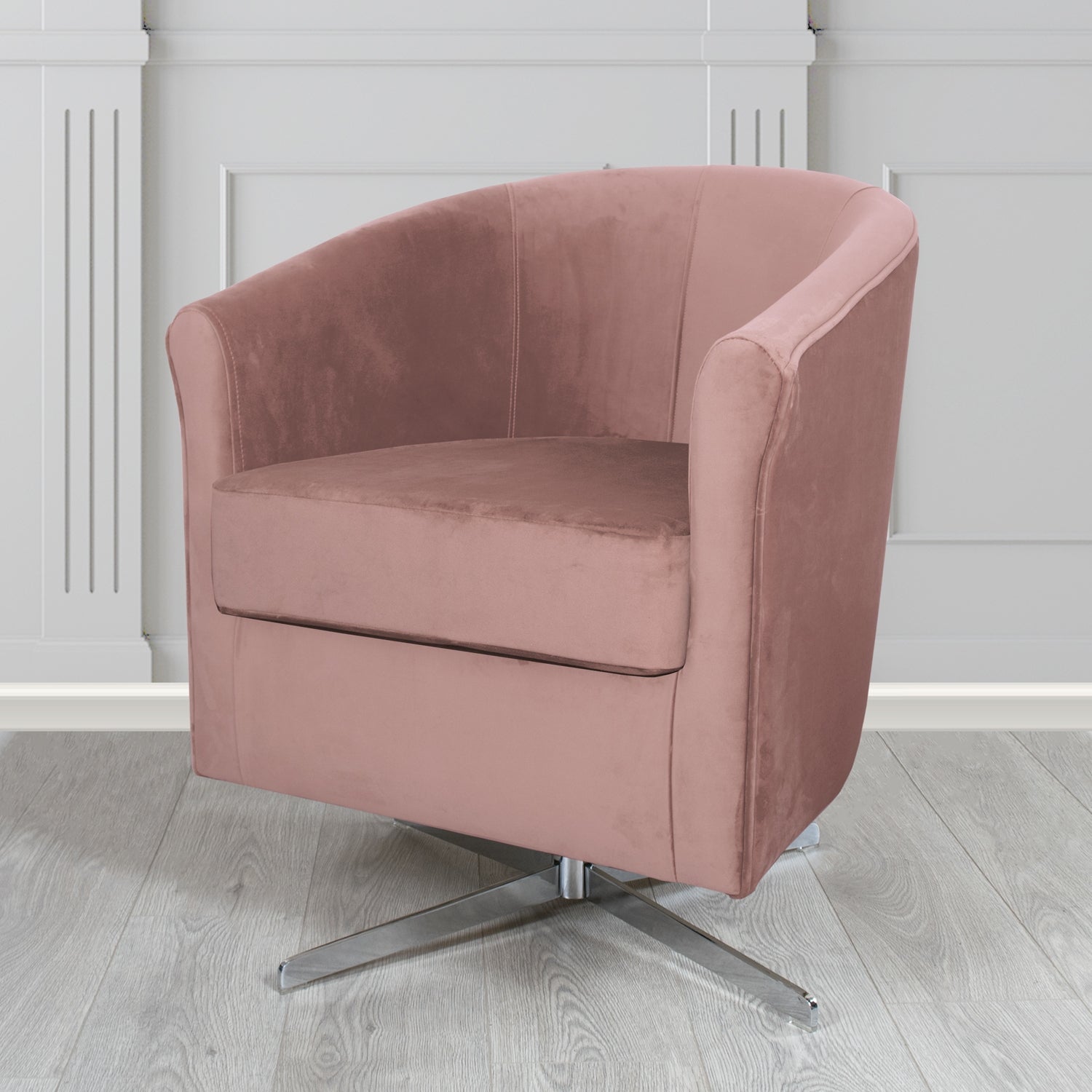 Cannes Swivel Tub Chair in Monaco Plush Velvet Fabric