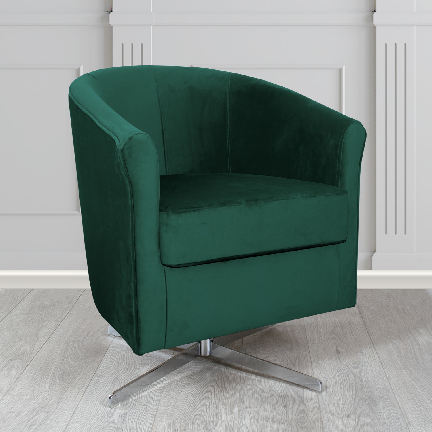 Cannes Swivel Tub Chair in Monaco Plush Velvet Fabric