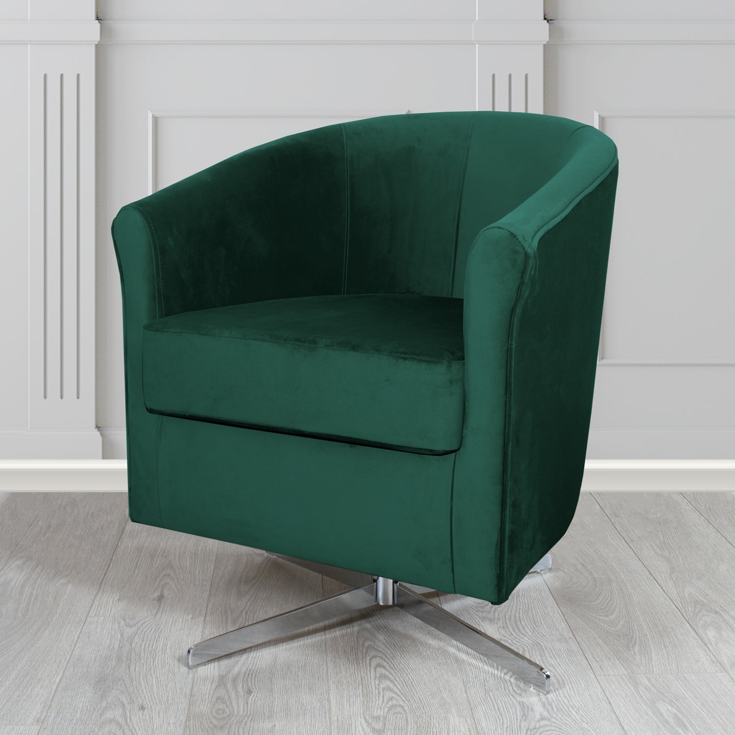 Cannes Swivel Tub Chair in Monaco Plush Velvet Fabric