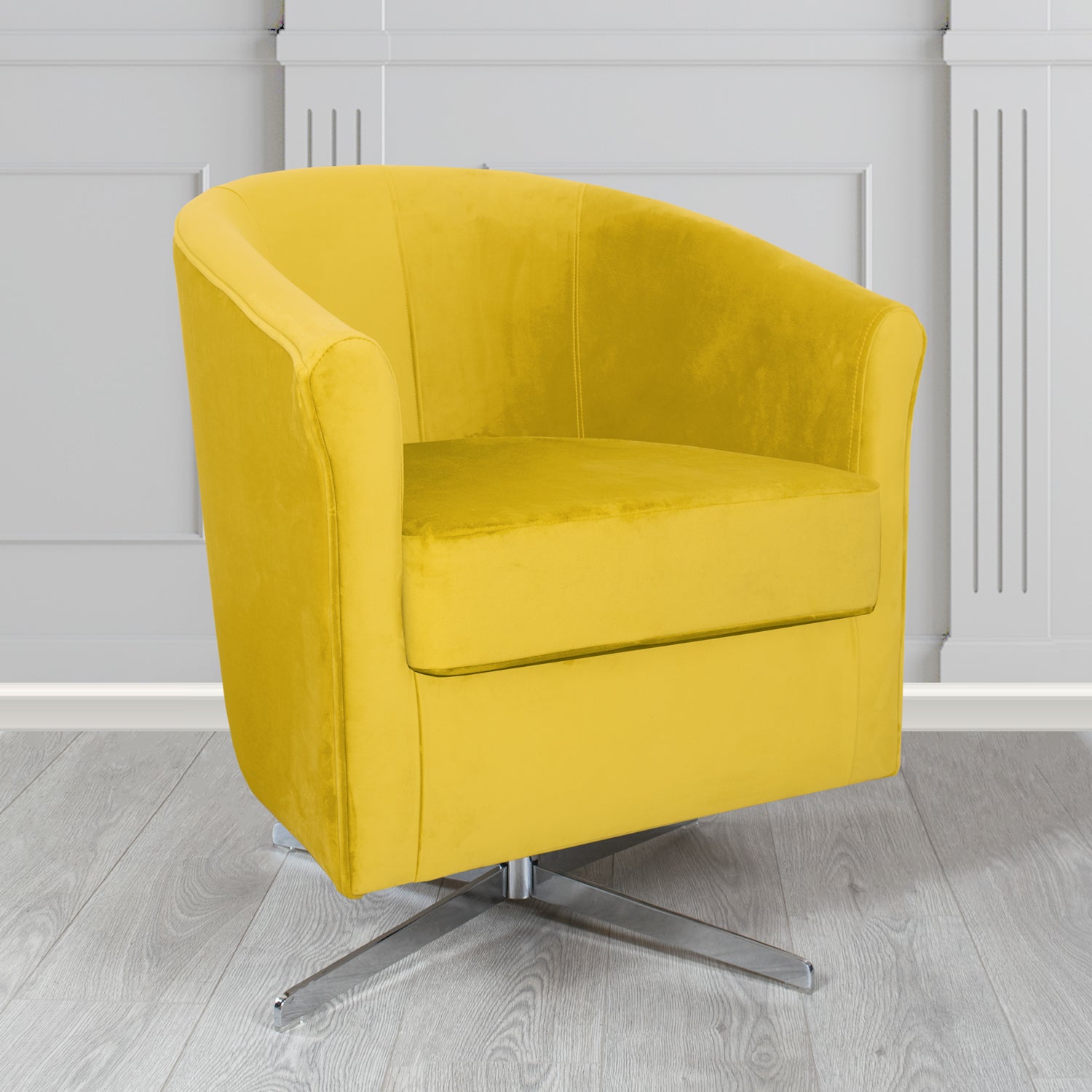Cannes Swivel Tub Chair in Monaco Plush Velvet Fabric