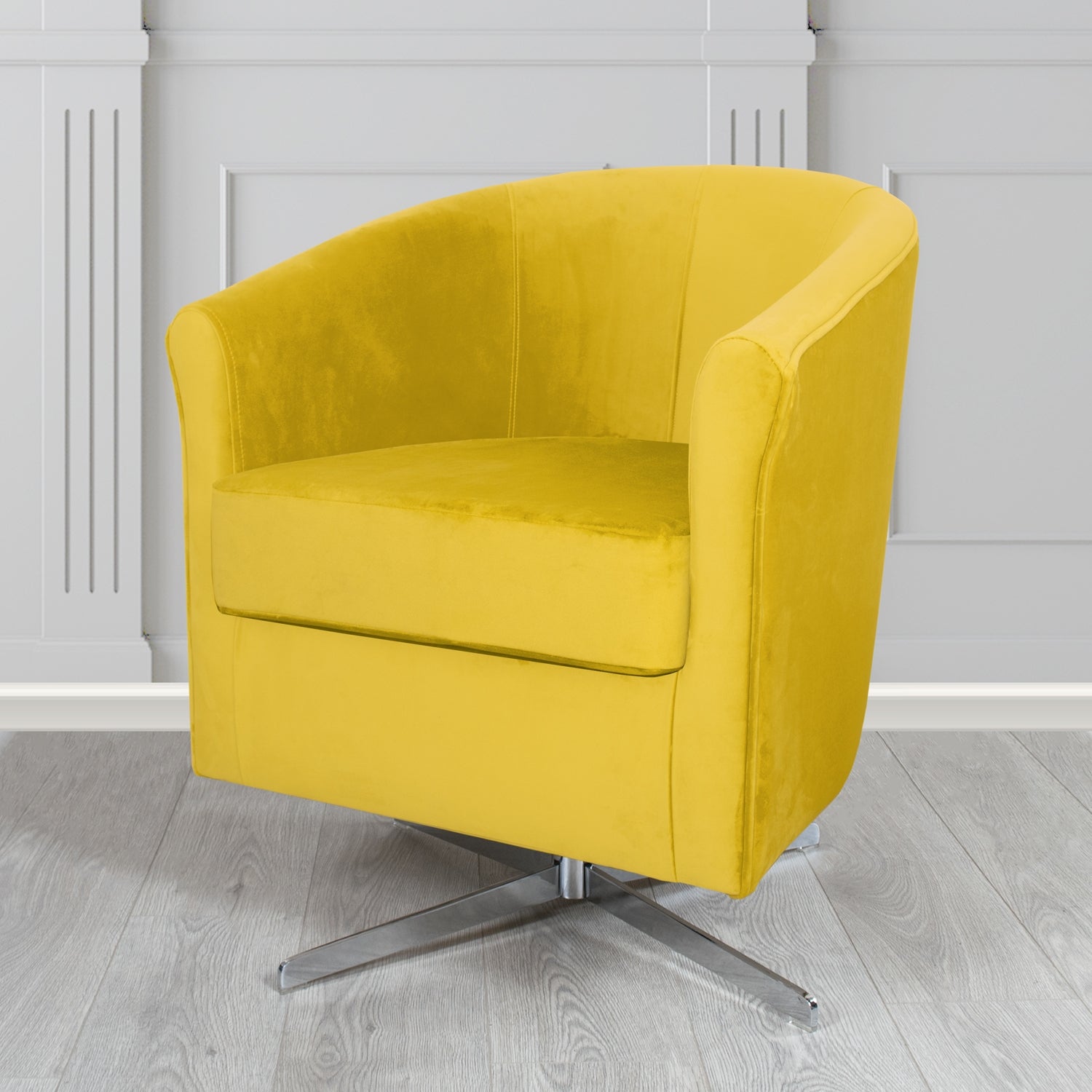 Cannes Swivel Tub Chair in Monaco Plush Velvet Fabric